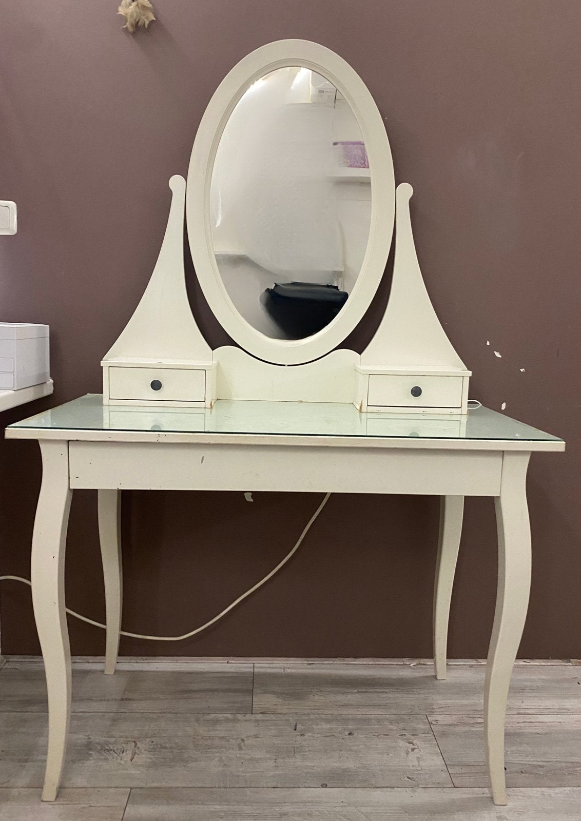 IKEA HEMNES Kaptafel met spiegel (Wit), Ophalen, Zo goed als nieuw, 50 tot 100 cm, Minder dan 100 cm