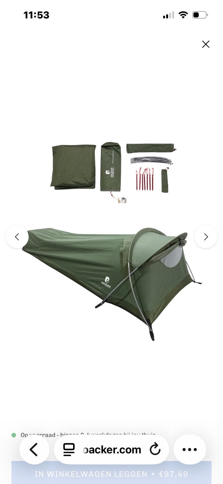 Geertop ultralight 1 persoonshiking tent, Ophalen of Verzenden, Zo goed als nieuw