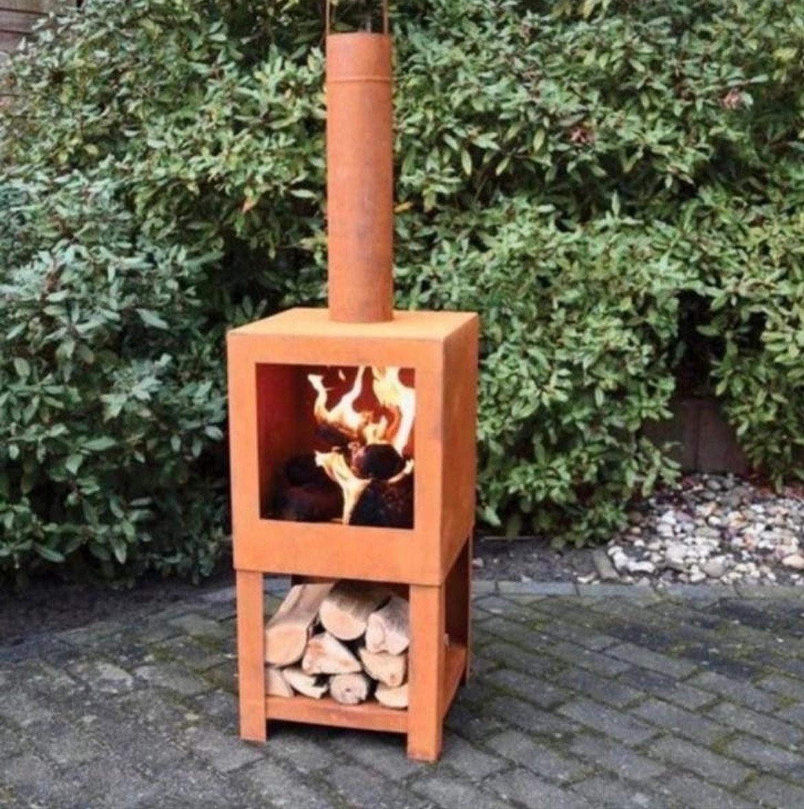 Fancy Flames Terraskachel met Houtopslag - Esschert Design, Ophalen, Nieuw, Gas, Vloer