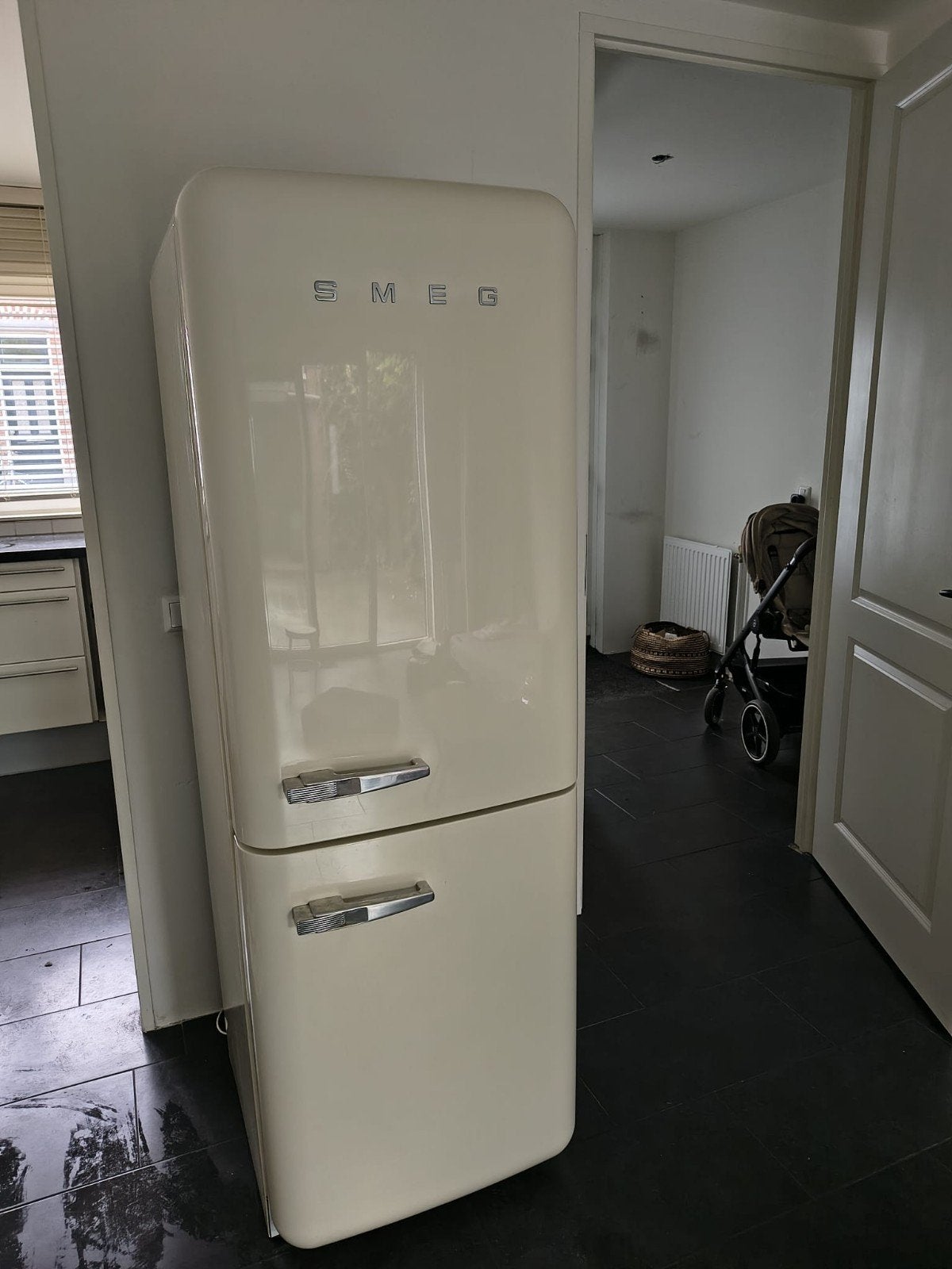 Smeg FAB32P4 Koelkast met Vriezer - Crème, Ophalen, Gebruikt, 200 liter of meer, 60 cm of meer