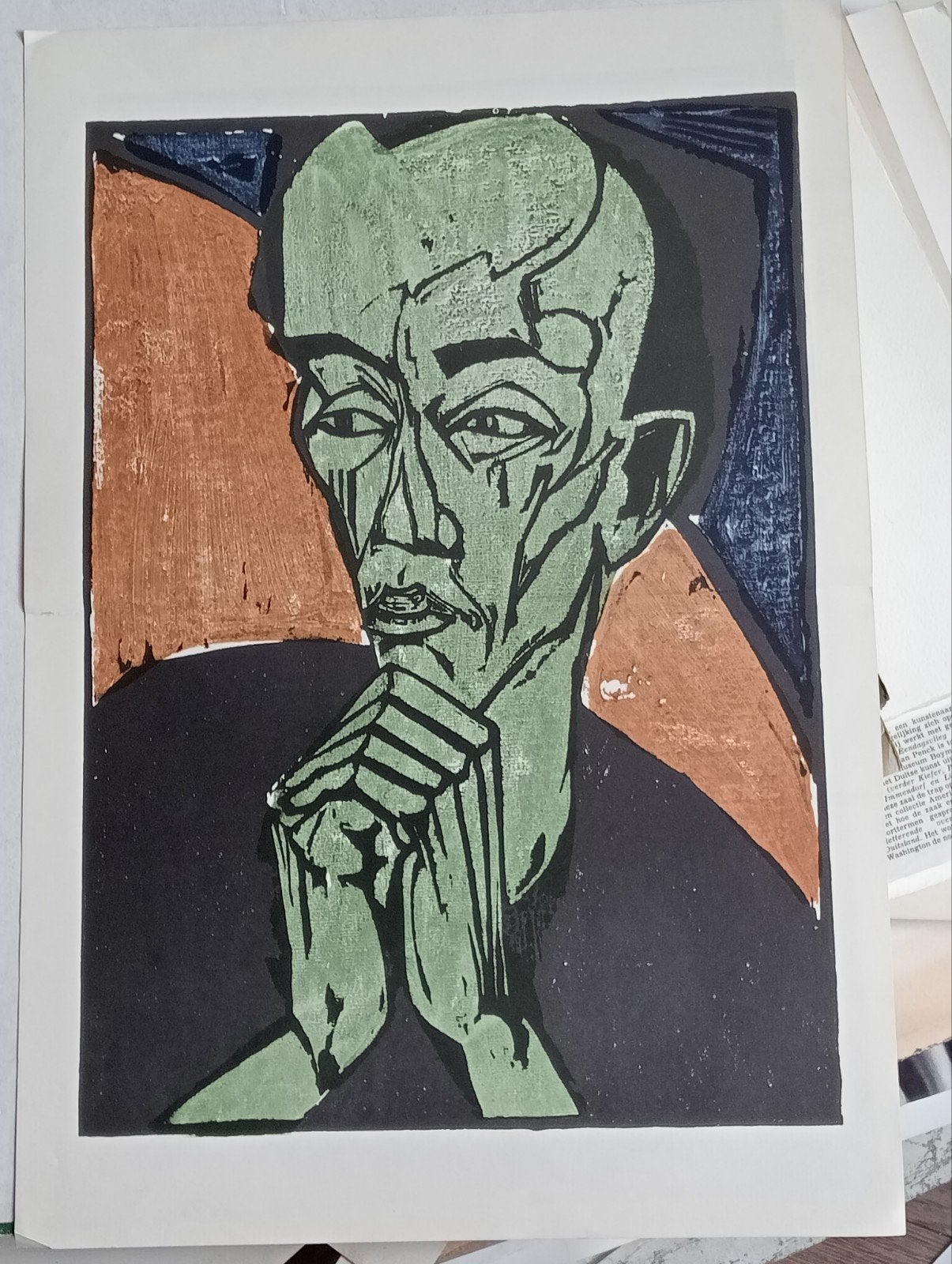 Erich Heckel portret print jaren 60-80, Ophalen of Verzenden