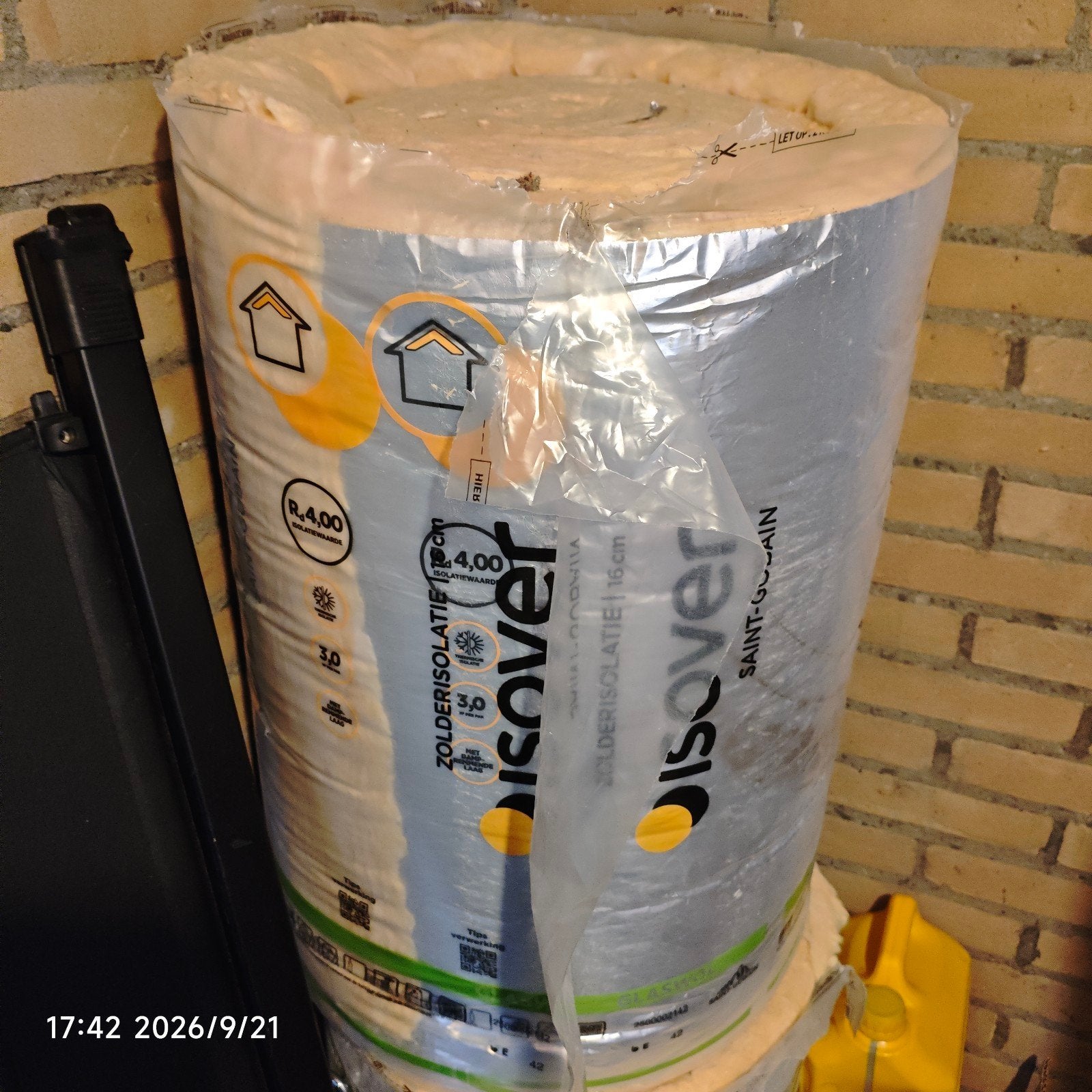 2 rollen Isover Zolderisolatie 16 cm Rd 4,00 (3 m² per rol, Ophalen, 12 cm of meer, Nieuw, 15 m² of meer