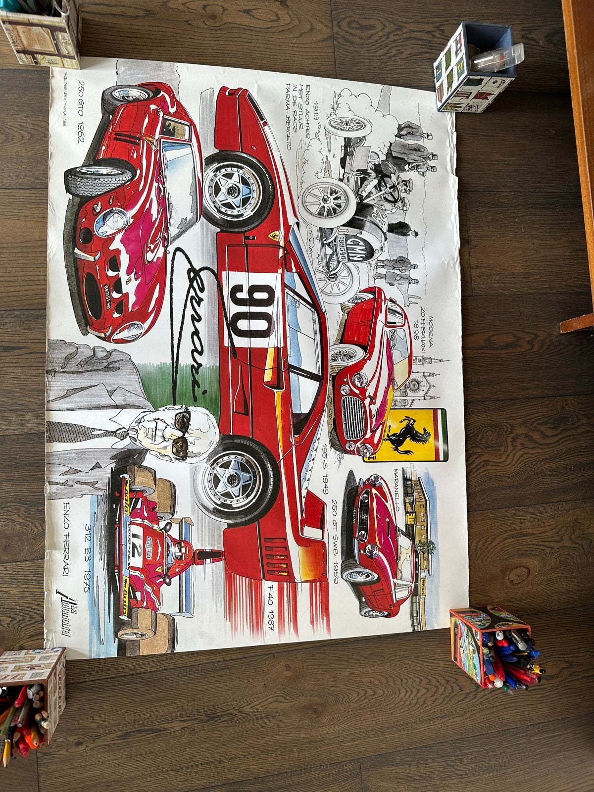 Vintage Ferrari Poster - RENS BIESMA '88, Ophalen, Gebruikt, Auto's