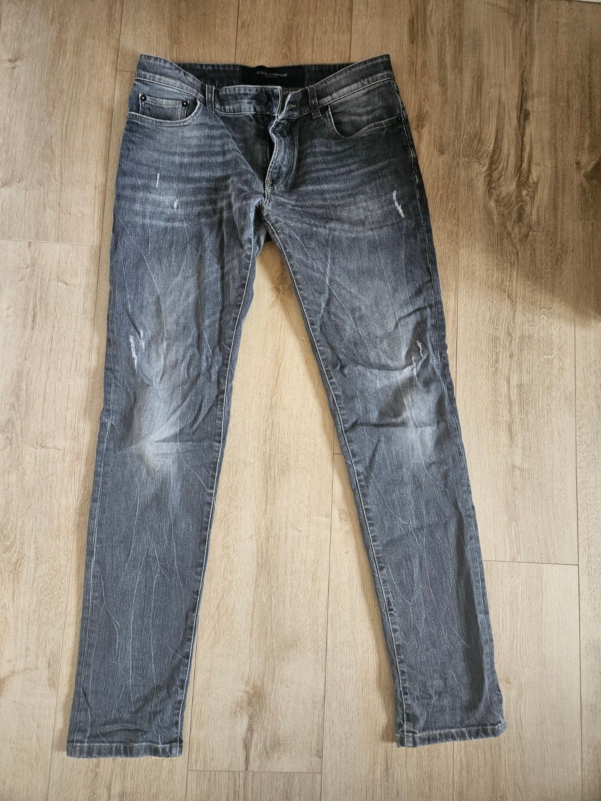 Dolce & Gabbana Stretch Jeans - Grijs/Zwart W34, Dolce & Gabbana, Ophalen of Verzenden, W33 - W34 (confectie 48/50), Grijs