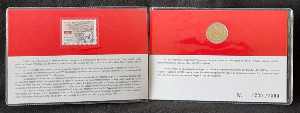 Monaco 2 euro 2013 BU 20 jaar VN in coincard, Postzegels en Munten, Munten | Europa | Euromunten, Ophalen of Verzenden, Monaco