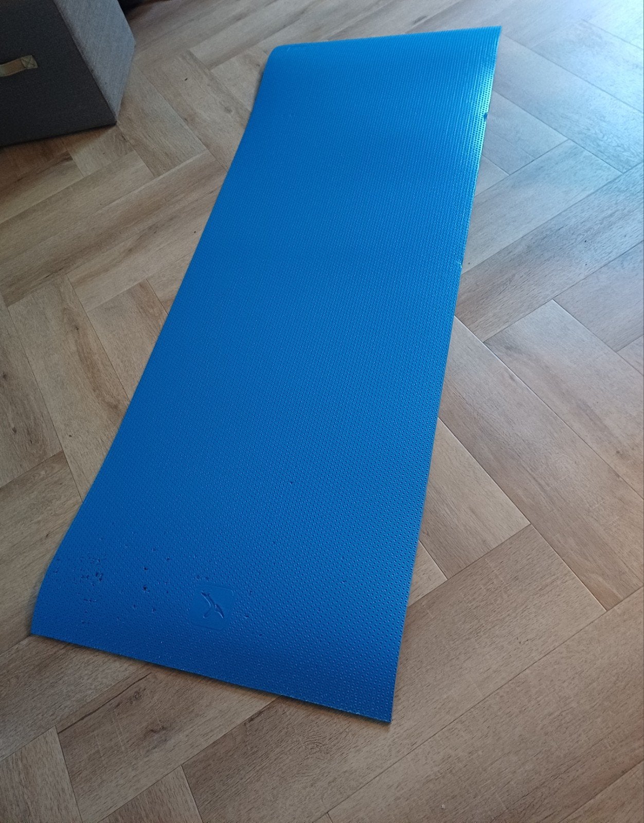 Blauwe fitnessmat voor yoga of oefeningen, Ophalen of Verzenden, Gebruikt, Benen, Fitnessmat