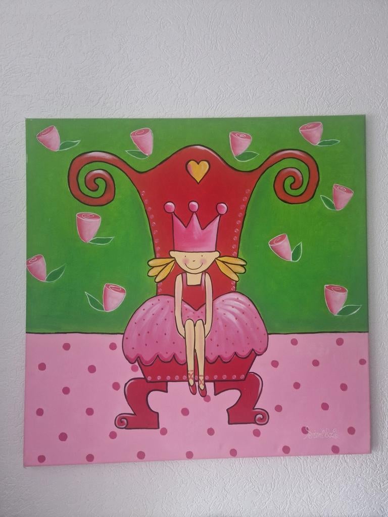 Schilderij prinses op troon 100x100 cm, Ophalen