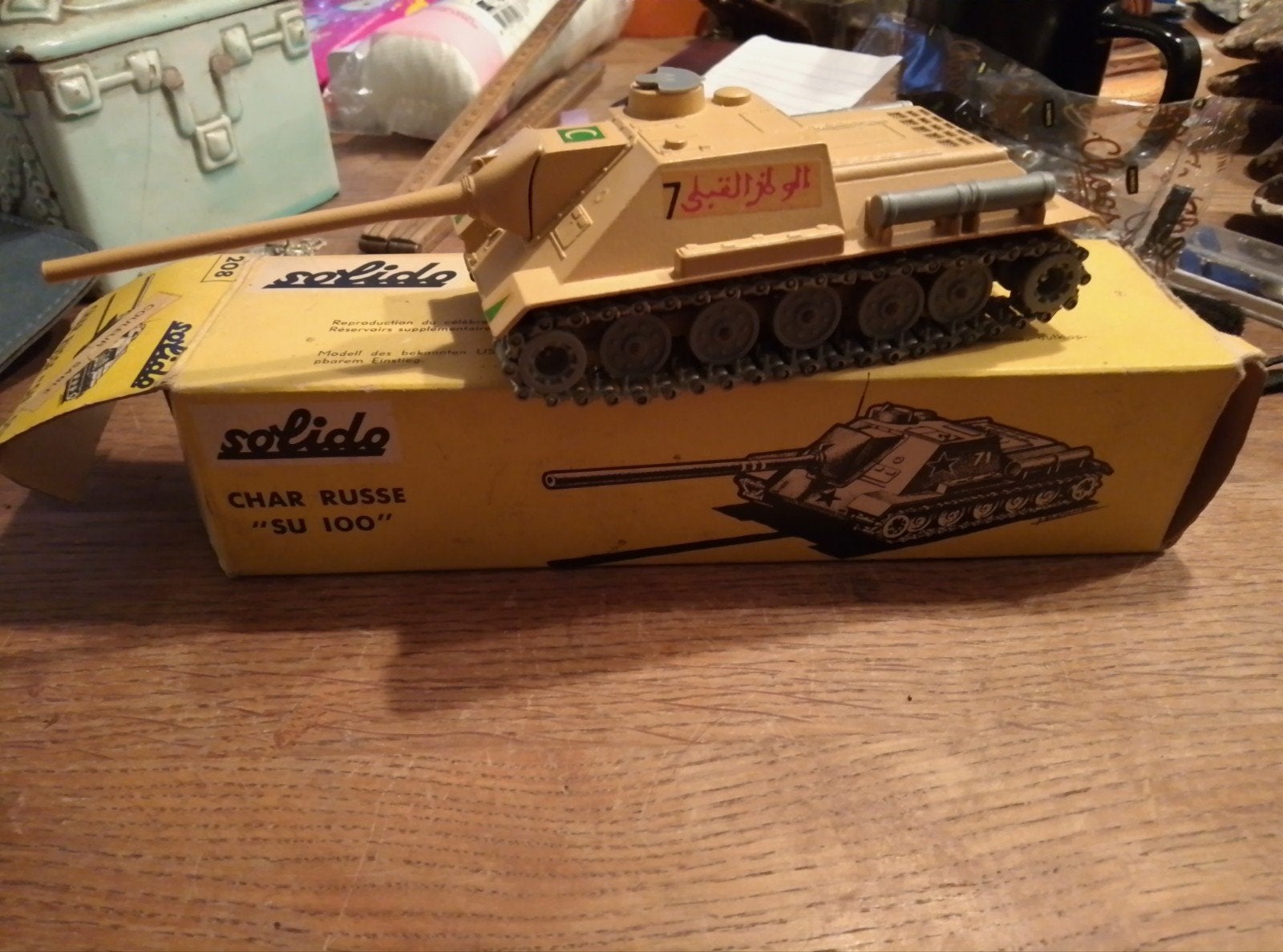 Solido Char Russe "SU 100" Tank Model - Vintage Speelgoed, Overige merken, Gebruikt, Tank, 1:32 tot 1:50