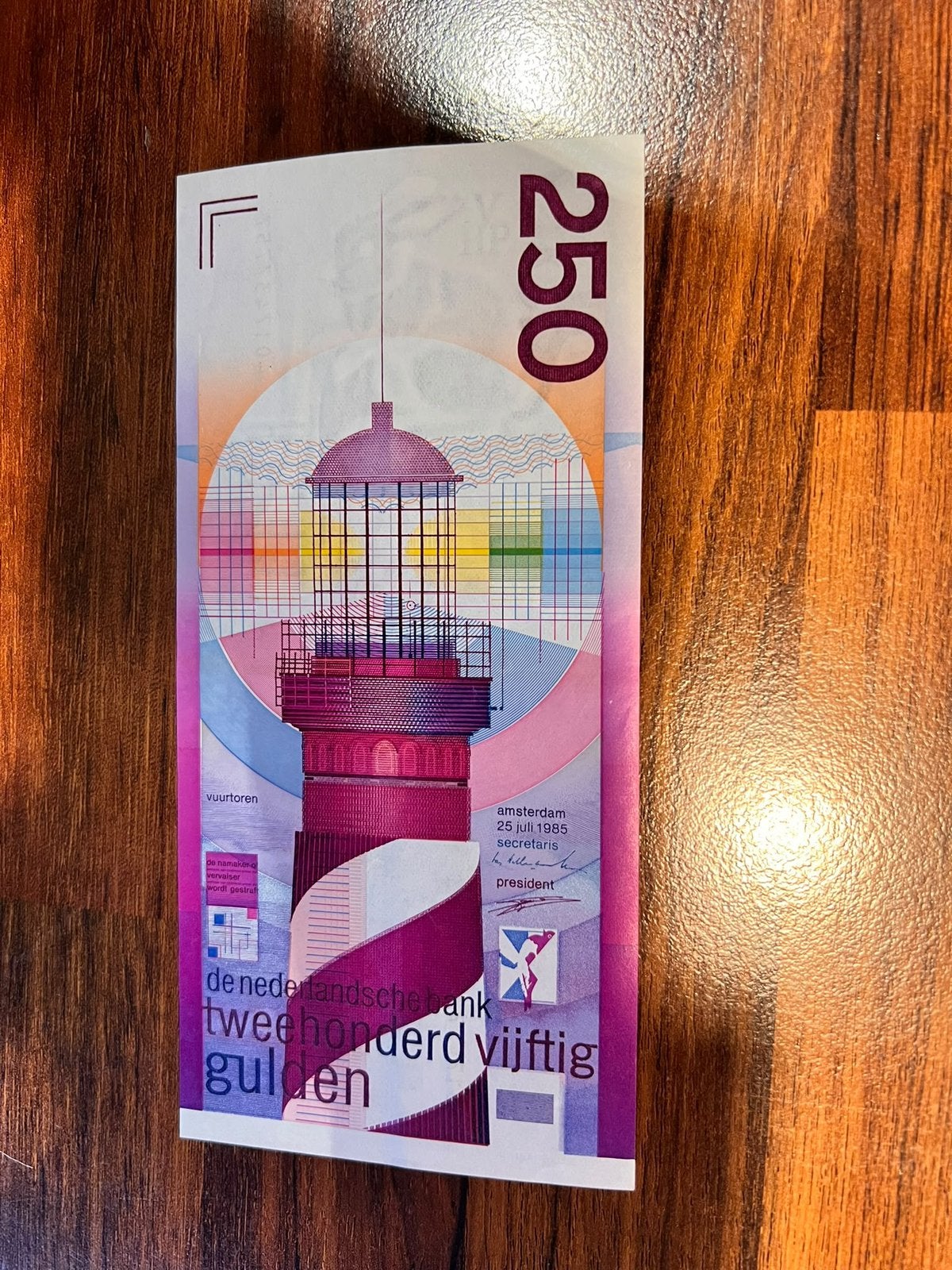 250 gulden vuurtoren biljet, Postzegels en Munten, Ophalen of Verzenden, 250 gulden