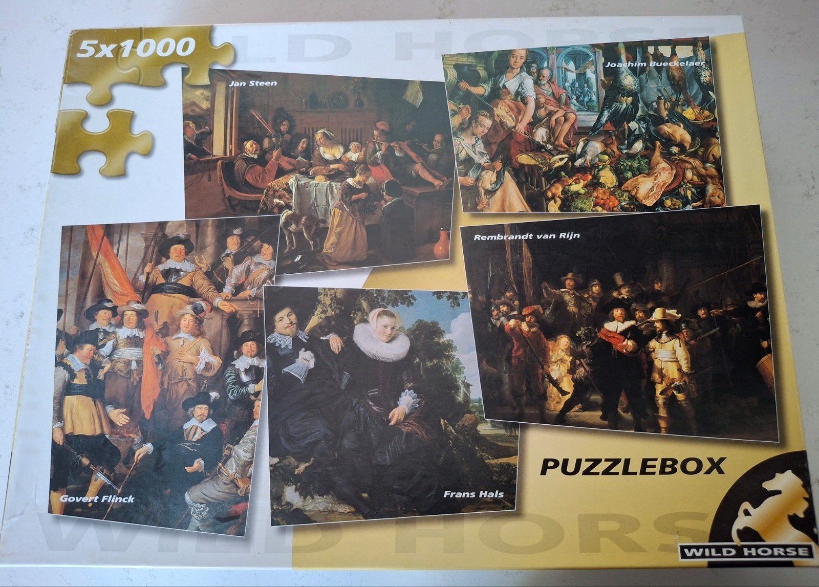 Wild Horse 5 puzzels à 1000 stukjes oude meesters, Ophalen of Verzenden, 500 t/m 1500 stukjes, Zo goed als nieuw, Legpuzzel