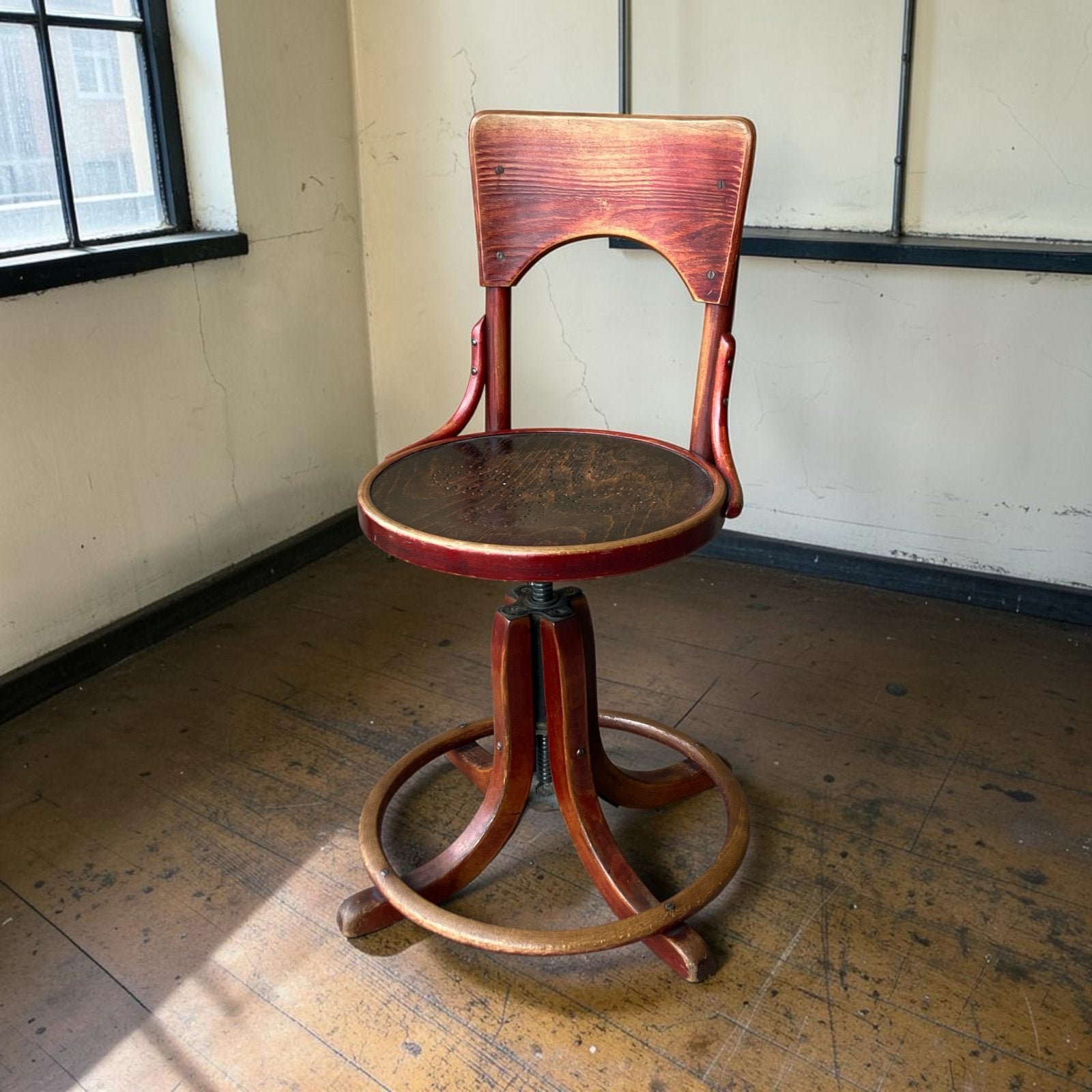 Zeldzame Thonet kantoorstoel, verstelbaar en draaibaar, Ophalen