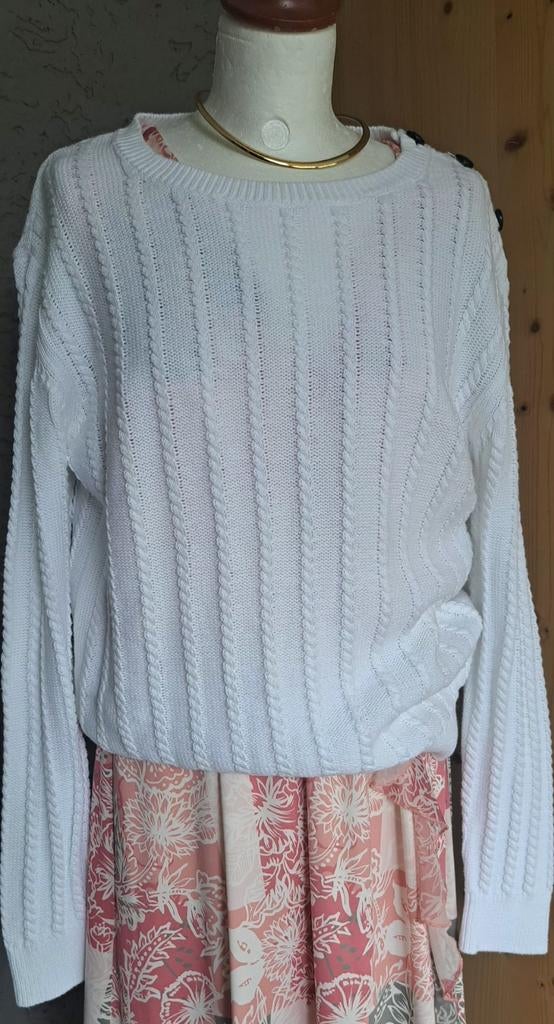 Purdey kabeltrui NIEUW mt L, Wit, Maat 42/44 (L), Nieuw, Ophalen of Verzenden