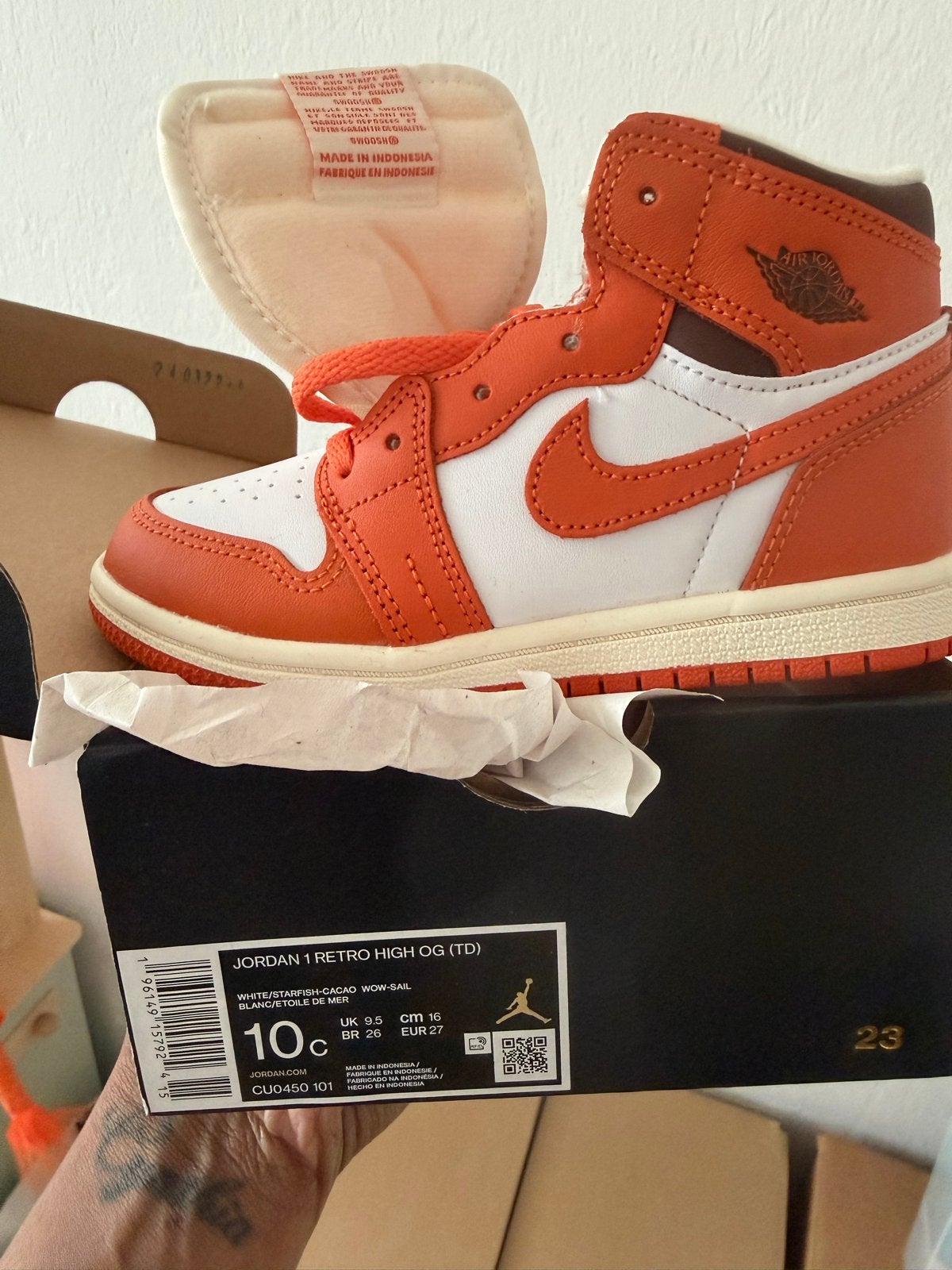 Jordan 1 Retro High OG (TD) Starfish - Maat 27, Ophalen of Verzenden, Nieuw, Jongetje of Meisje, Schoentjes