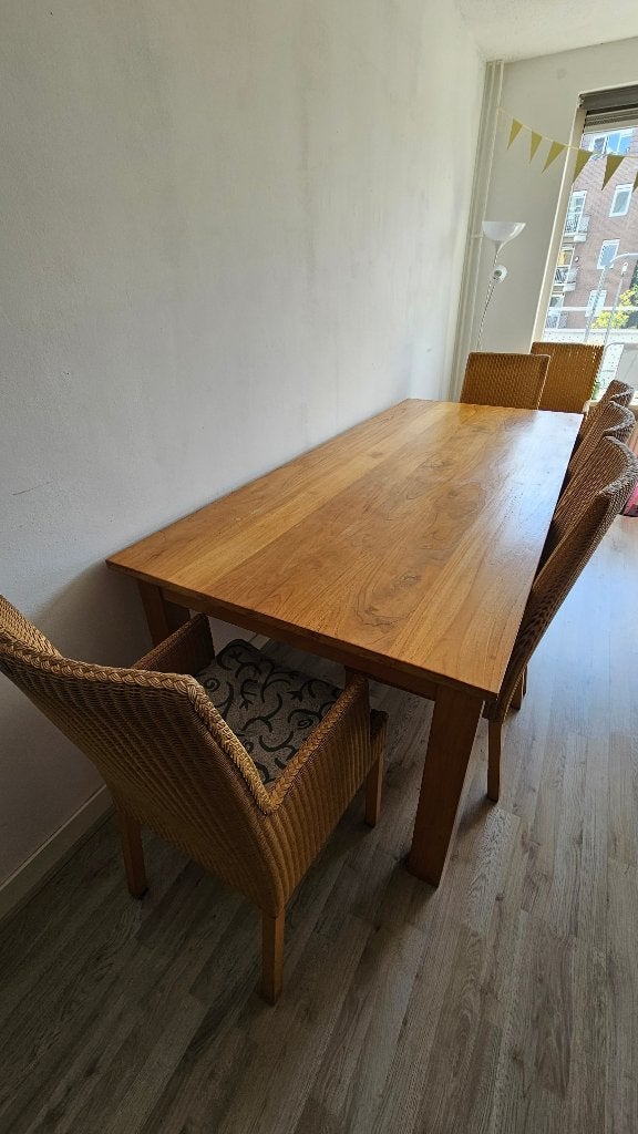 Eettafel met 6 stoelen, Ophalen, Gebruikt, 200 cm of meer, 50 tot 100 cm