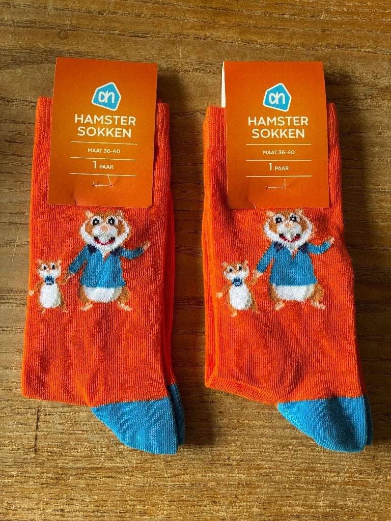 2x Albert Heijn AH Hamster oranje sokken maat 36 - 40 nieuw, Albert Heijn, Ophalen of Verzenden
