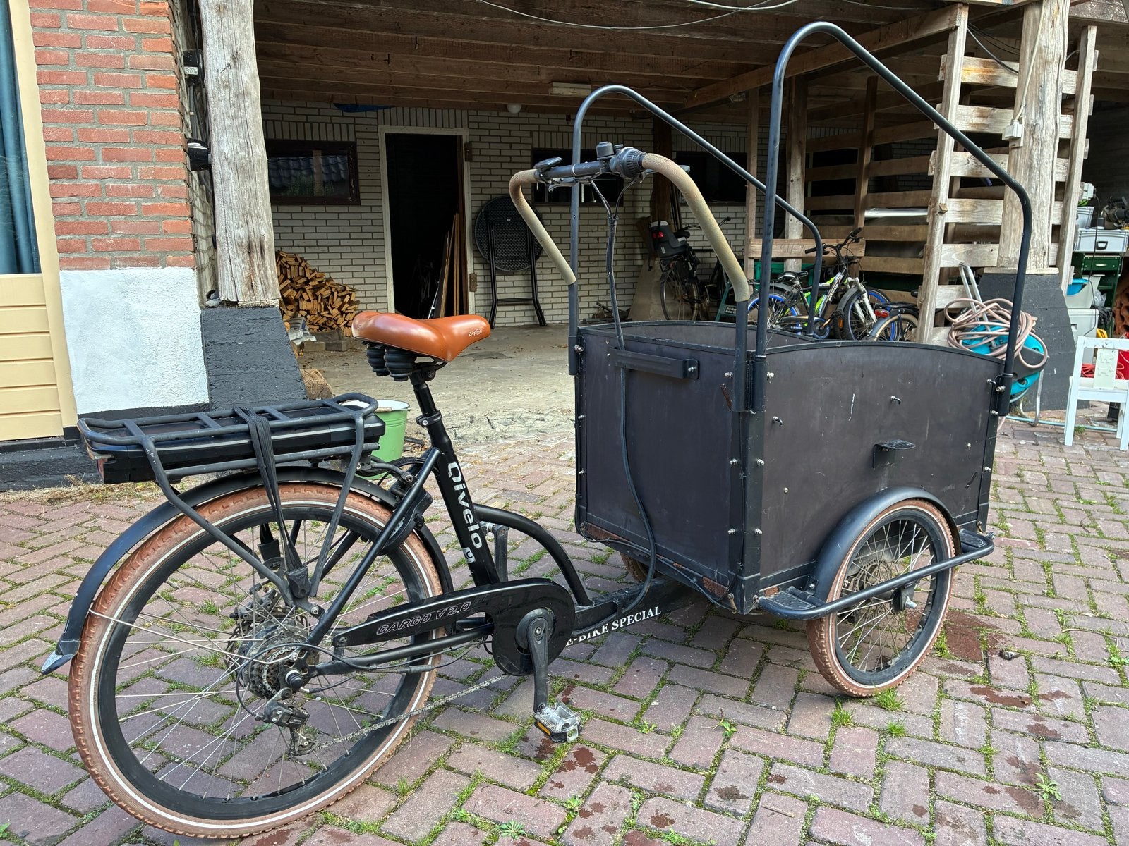 Qivelo City elektrische bakfiets (accu 2 jaar oud), Gebruikt, Elektrisch, 2 kinderen, Schijfrem