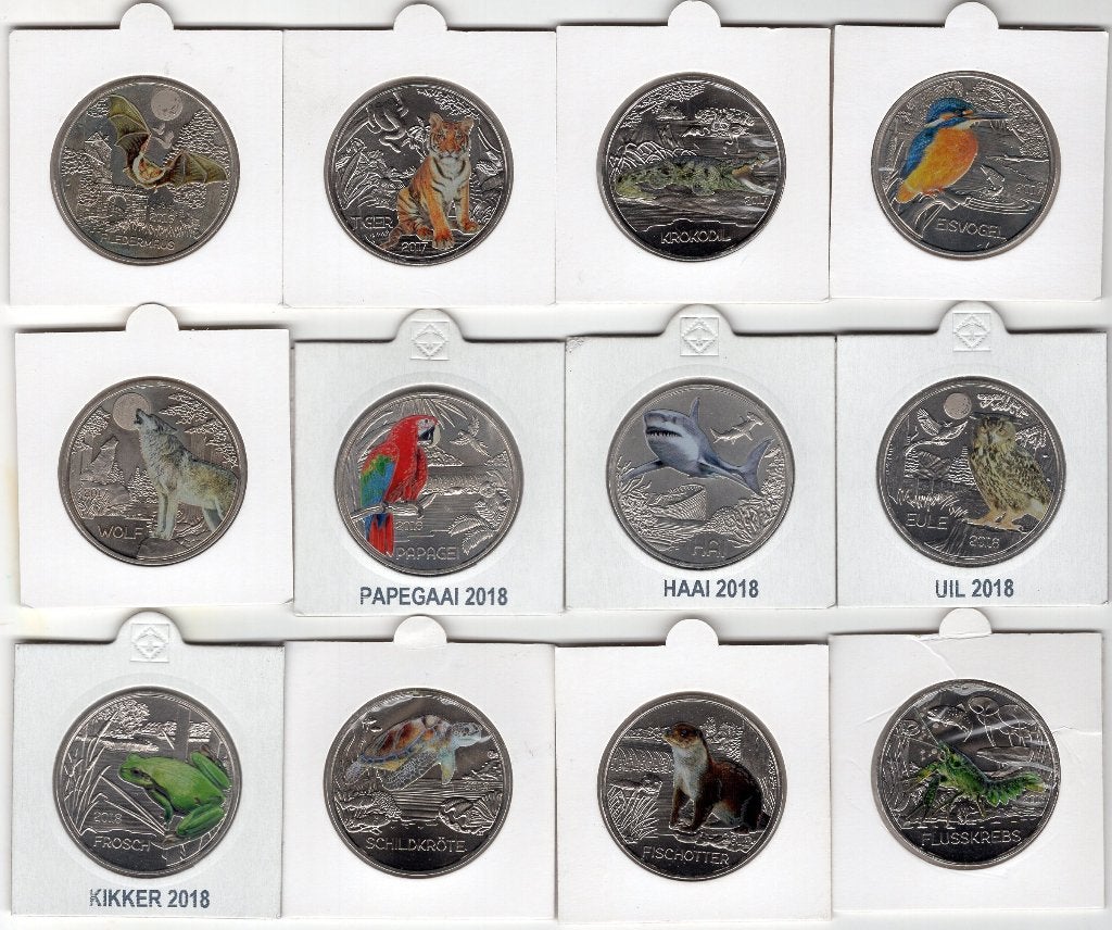 12x 3 Euro Oostenrijk 2016--2019 - Serie Tier Taler Compleet, Verzenden, Oostenrijk, Overige waardes, Setje
