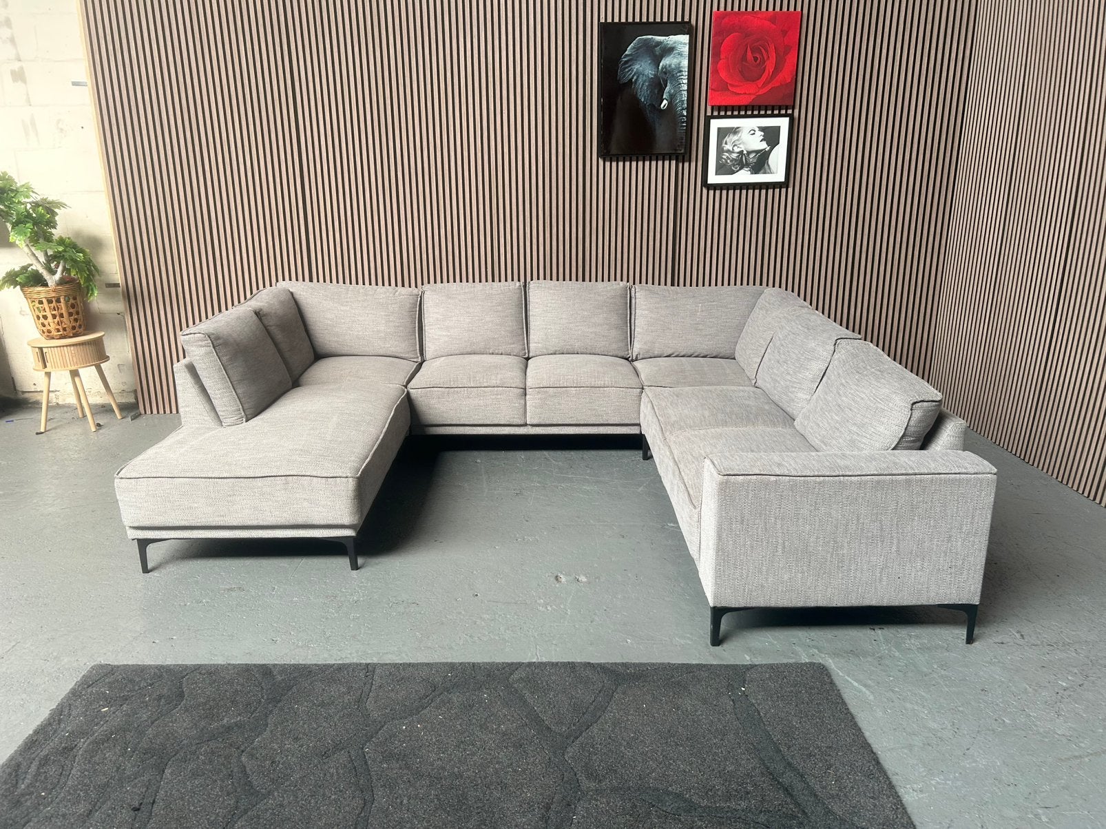 GRATIS LEVERING U-Bank Grijs 302x265x213 GEREINIGD, U bank, Hoekbank, 300 cm of meer, Ophalen of Verzenden