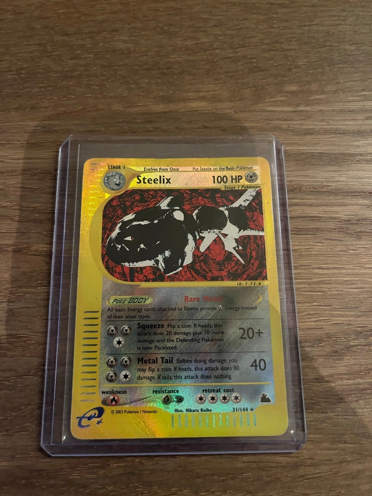 Pokémon Kaart Steelix 31/144 Skyridge Holo Rare, Ophalen of Verzenden, Zo goed als nieuw, Losse kaart, Foil