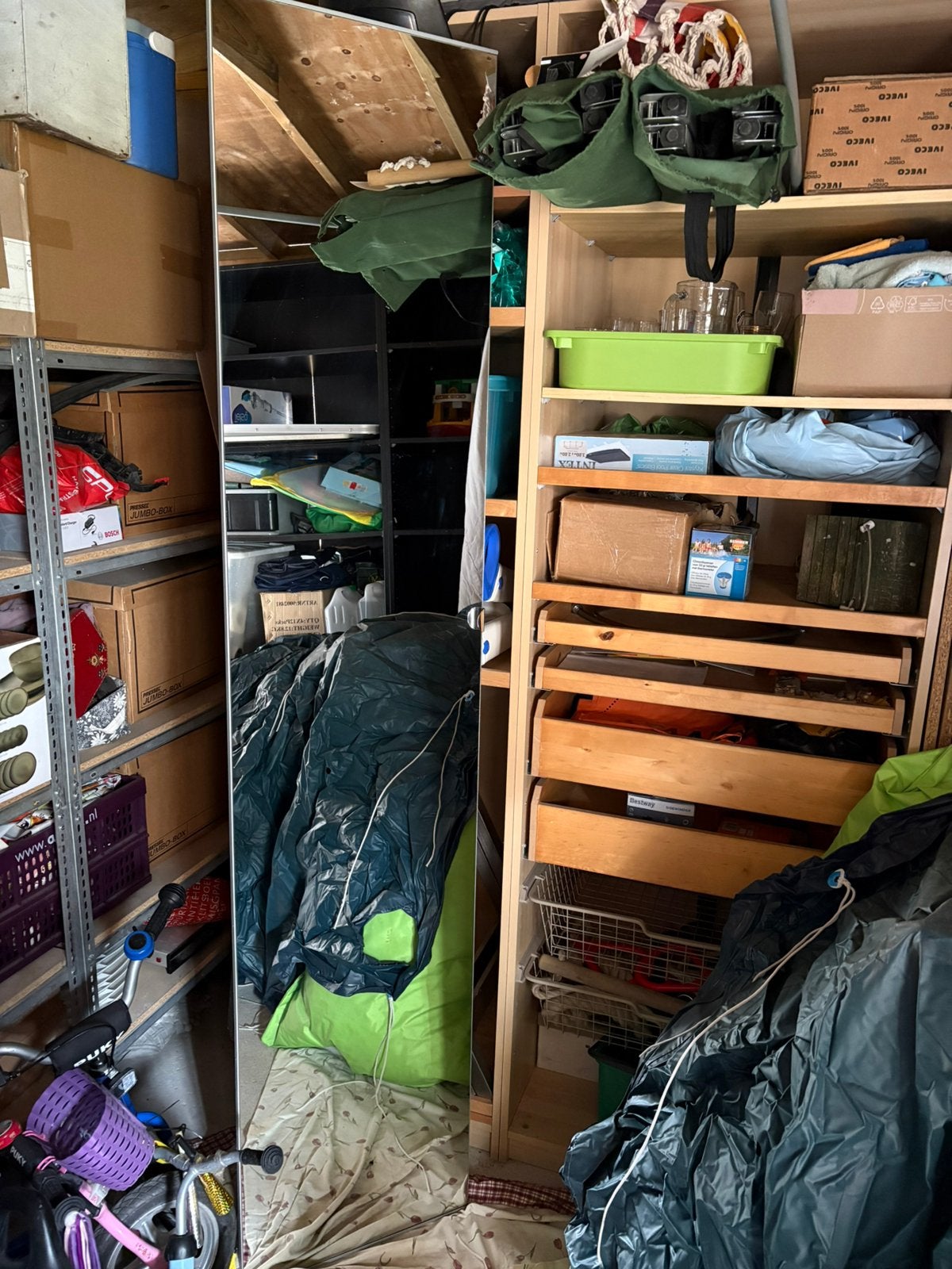 Ikea paxkast spiegeldeur 236cm hoog 50cm breed, Tuin en Terras, Bergingen en Tuinkasten, Ophalen, Zo goed als nieuw, Hout, Overige typen