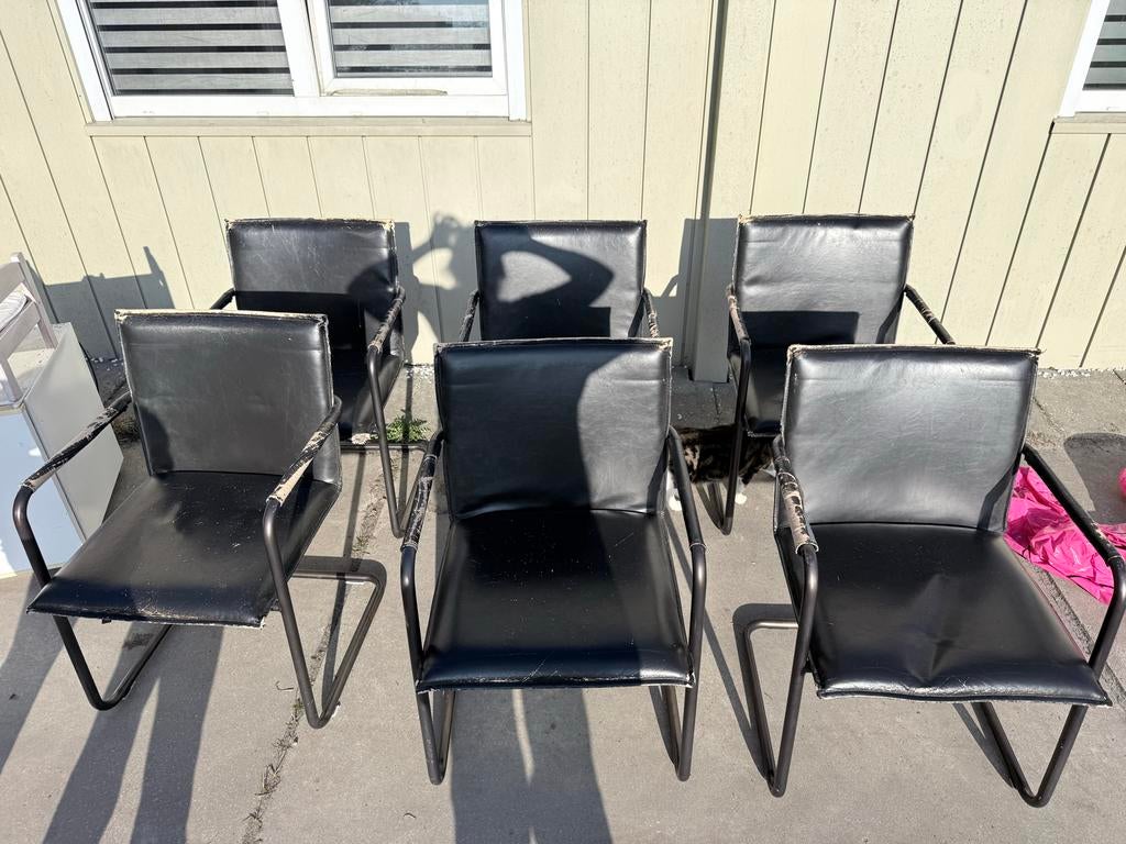 6 zwarte eetkamerstoelen, Huis en Inrichting, Ophalen, Kunststof, Gebruikt, Zwart