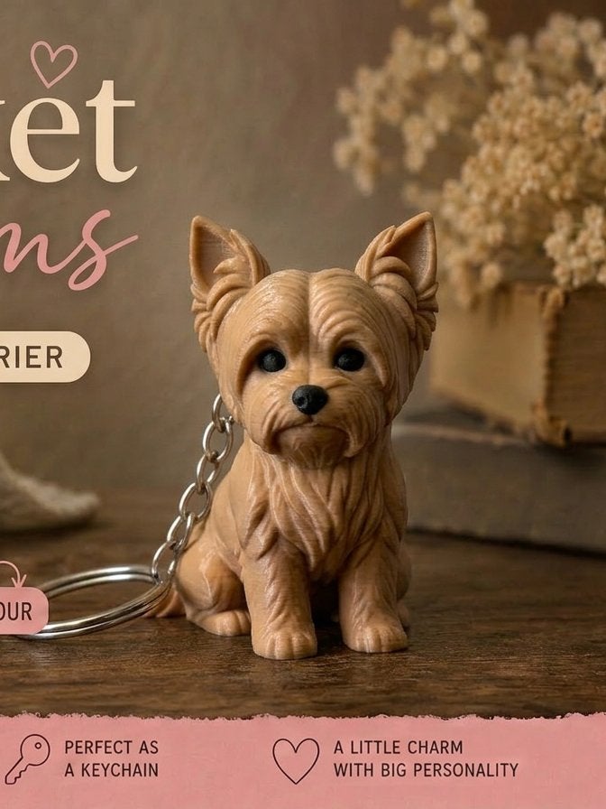 Schattige Yorkshire Terriër Sleutelhanger, Ophalen of Verzenden, Nieuw, Hond of Kat, Beeldje of Figuurtje