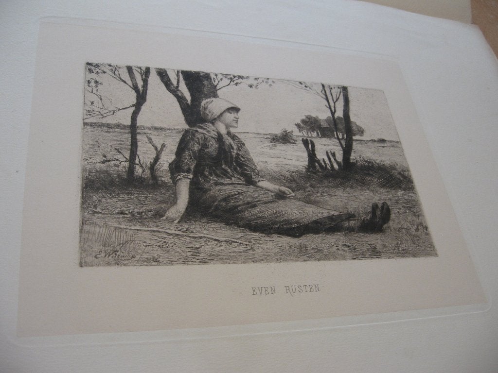 Ets van E.S.Witkamp Jr.      Even rusten, Ophalen of Verzenden, Ets