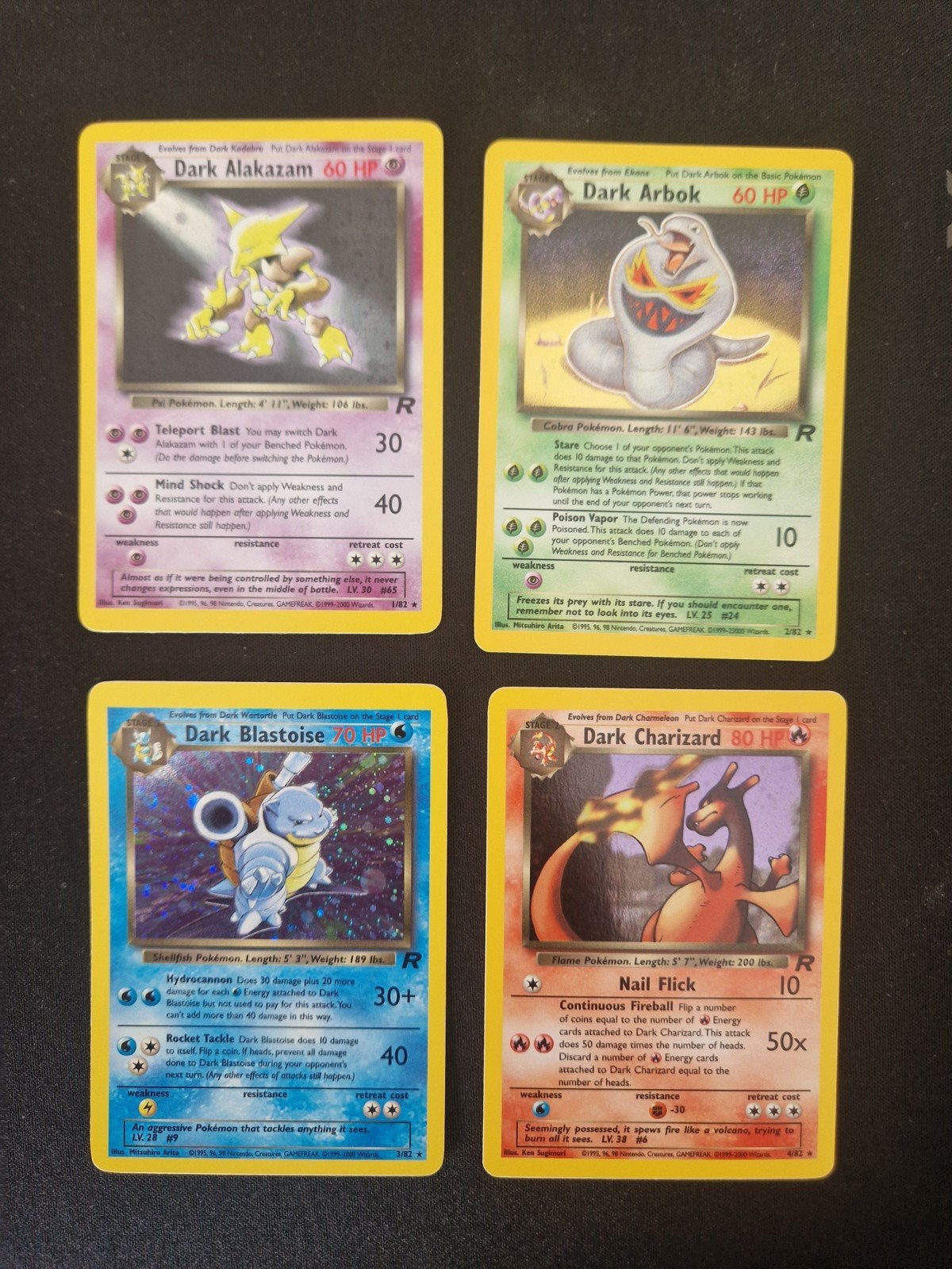 Team Rocket Pokémon holo kaarten. Tcg Wotc Charizard 1 tm 4, Ophalen of Verzenden, Zo goed als nieuw, Meerdere kaarten, Foil