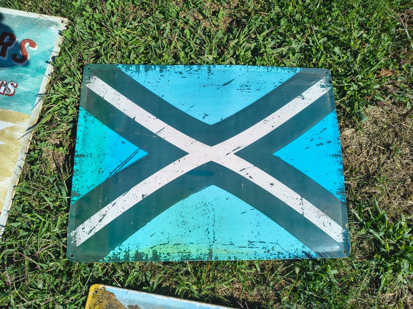 Vintage metalen bord met Achterhoekse vlag, Ophalen of Verzenden