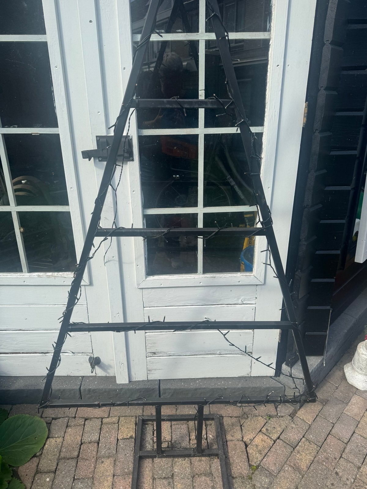 Metalen kerstboom met verlichting, Tuin en Terras, Ophalen, Gebruikt, Minder dan 50 watt, Overige typen