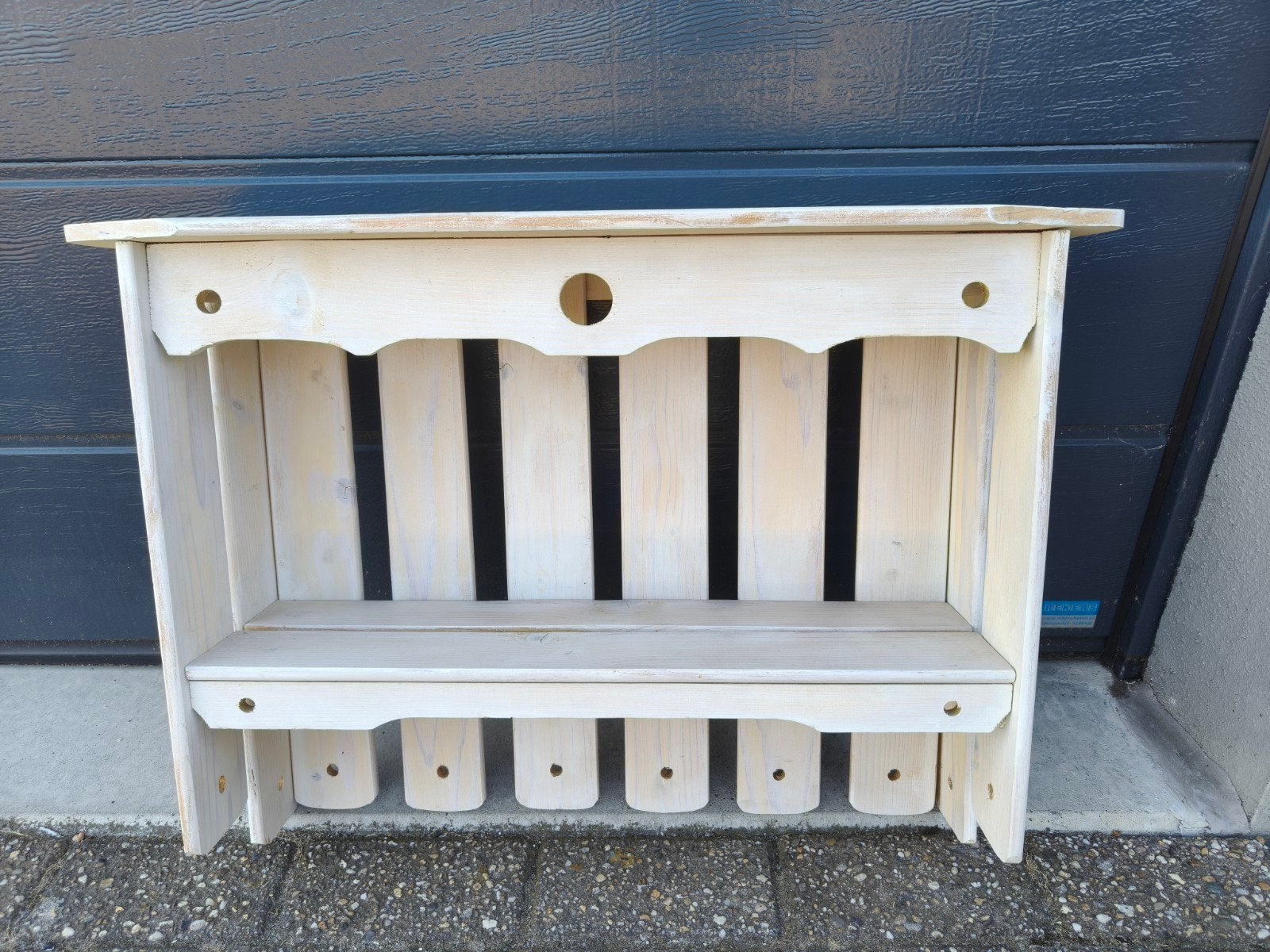 handgemaakte houten wandrek in brocante stijl, Ophalen, Hout, Wit, Landelijk
