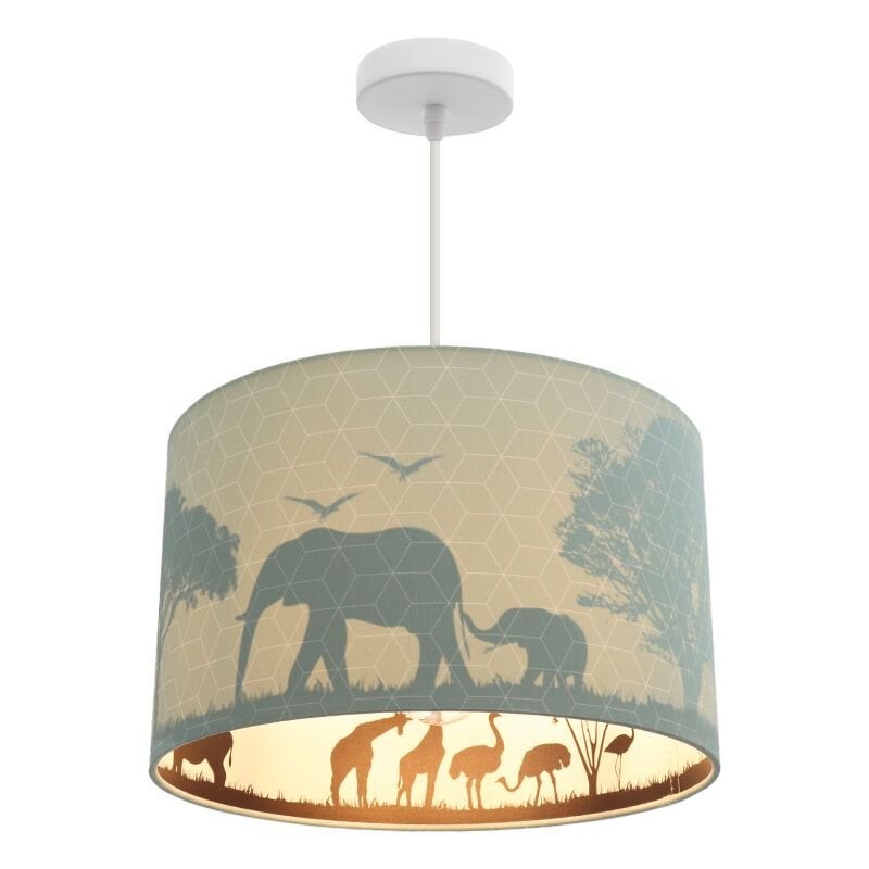 Kinderlamp Plafondlamp Hanglamp Mint Safari Dieren E27, Ophalen of Verzenden, Zo goed als nieuw, Textiel, E27 (groot)