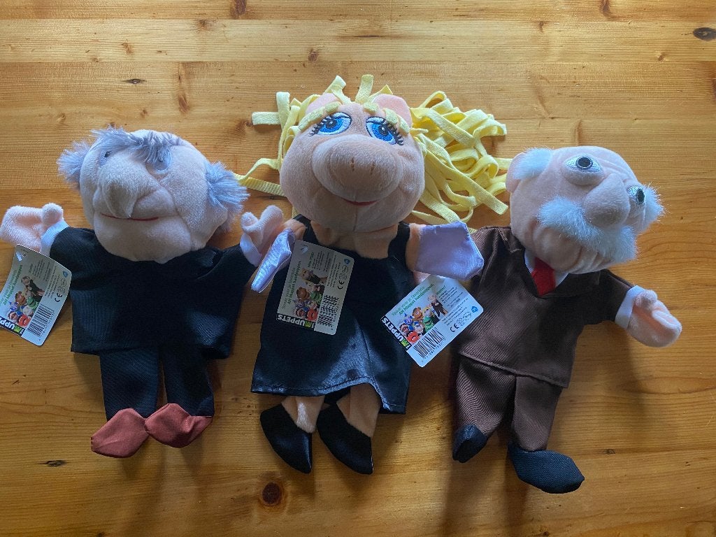 3 nieuwe handpoppen Muppets AH, Waldorf, Statler, miss Piggy, Ophalen of Verzenden