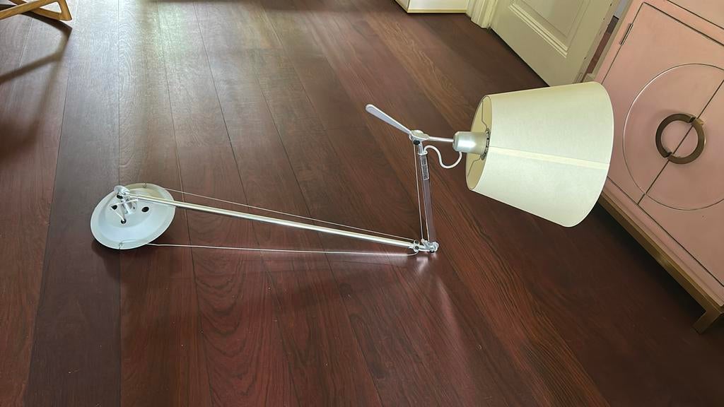 Artemide Tolomeo decentrata plafondlamp met perkamenten kap, Ophalen, Zo goed als nieuw, Stof, Design klassieker