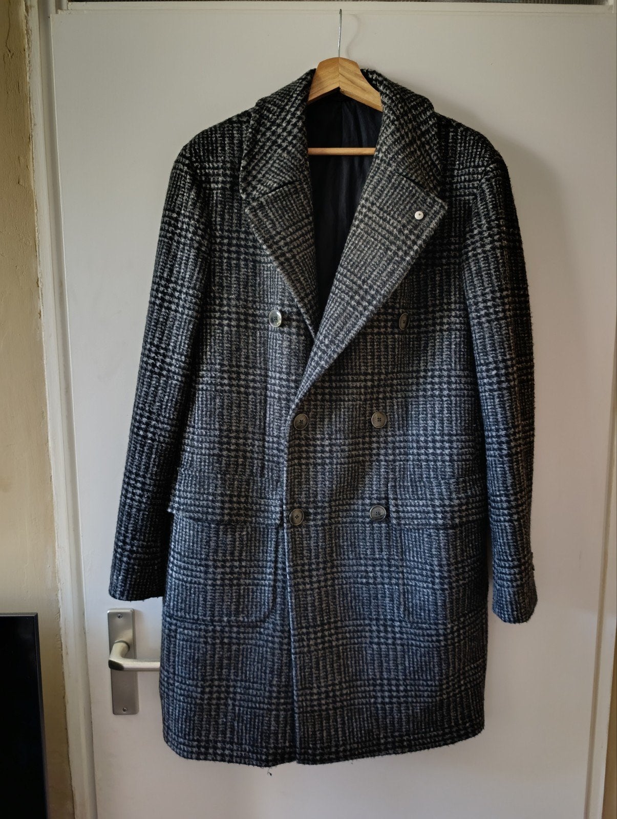 L.B.M. 1911 Double Breasted Jas / Mantel Prince of Wales, Maat 52/54 (L), Dandy Jacket, Ophalen of Verzenden, Zo goed als nieuw