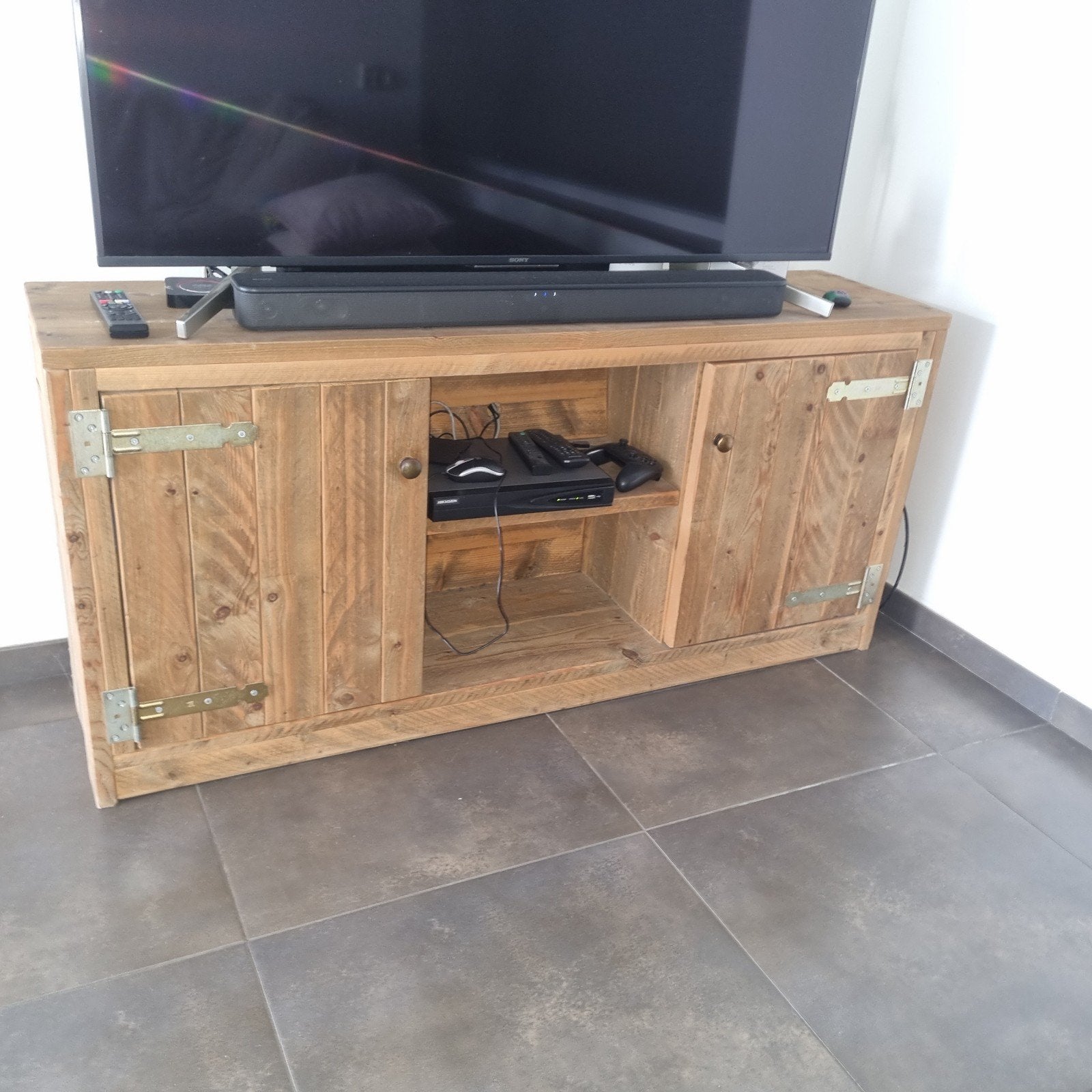3 steigerhouten kasten (dressoir/tv-meubel/boekenkast), Huis en Inrichting, Kasten | Boekenkasten, Ophalen, Gebruikt, Met deur(en)