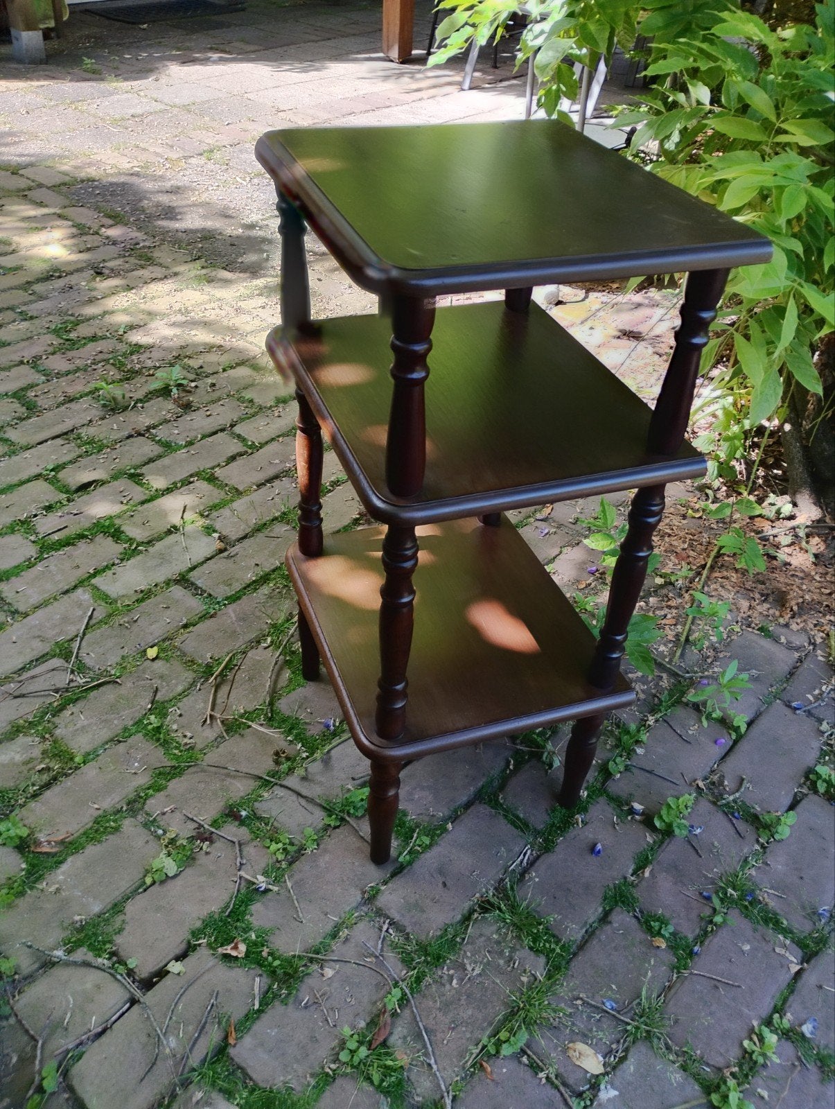 vintage houten etagère bijzettafel, Antiek en Kunst, Ophalen
