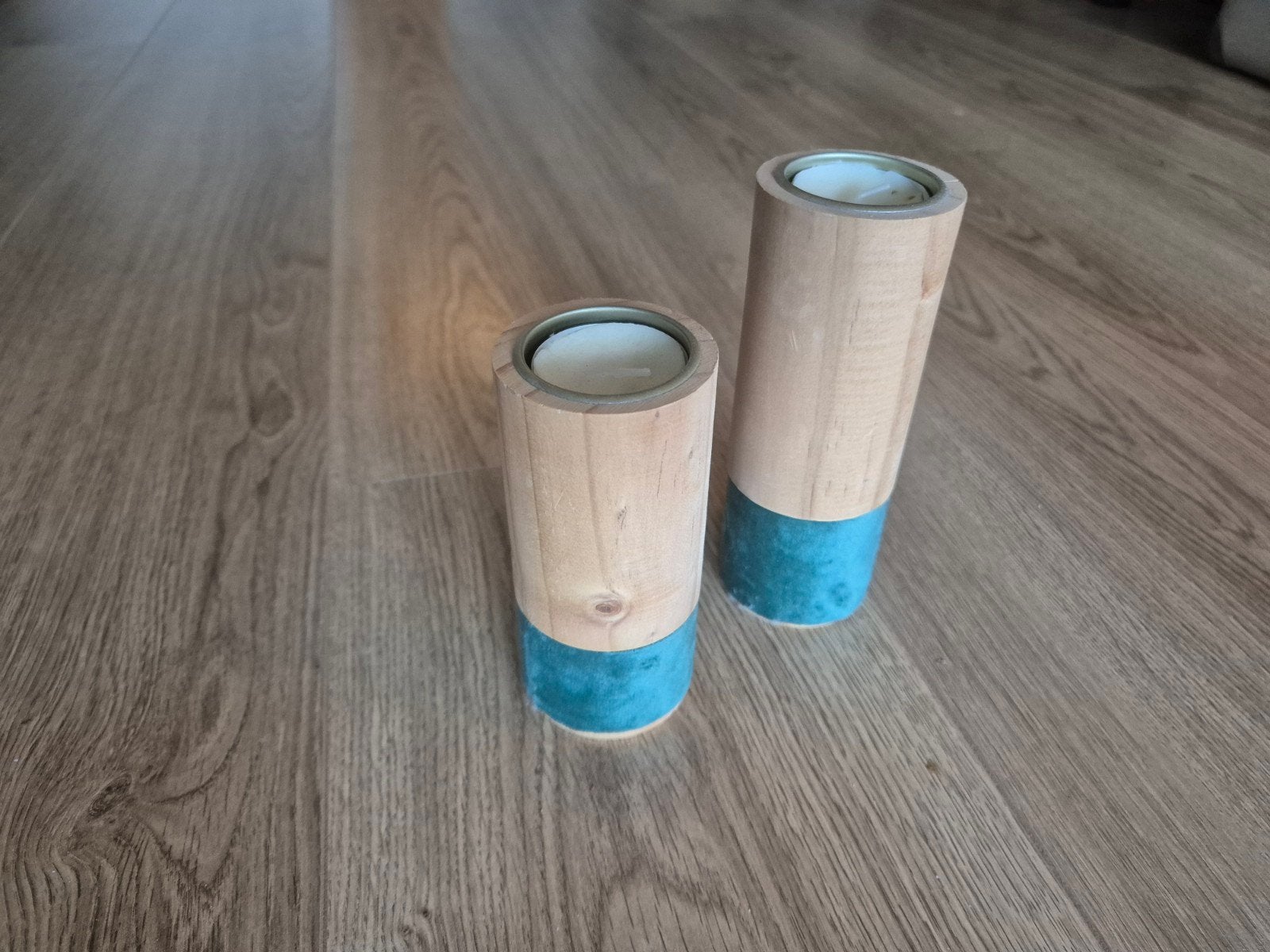 Set van 2 houten waxinelichthouders, Ophalen, Meerkleurig, Waxinelichthouder, Zo goed als nieuw