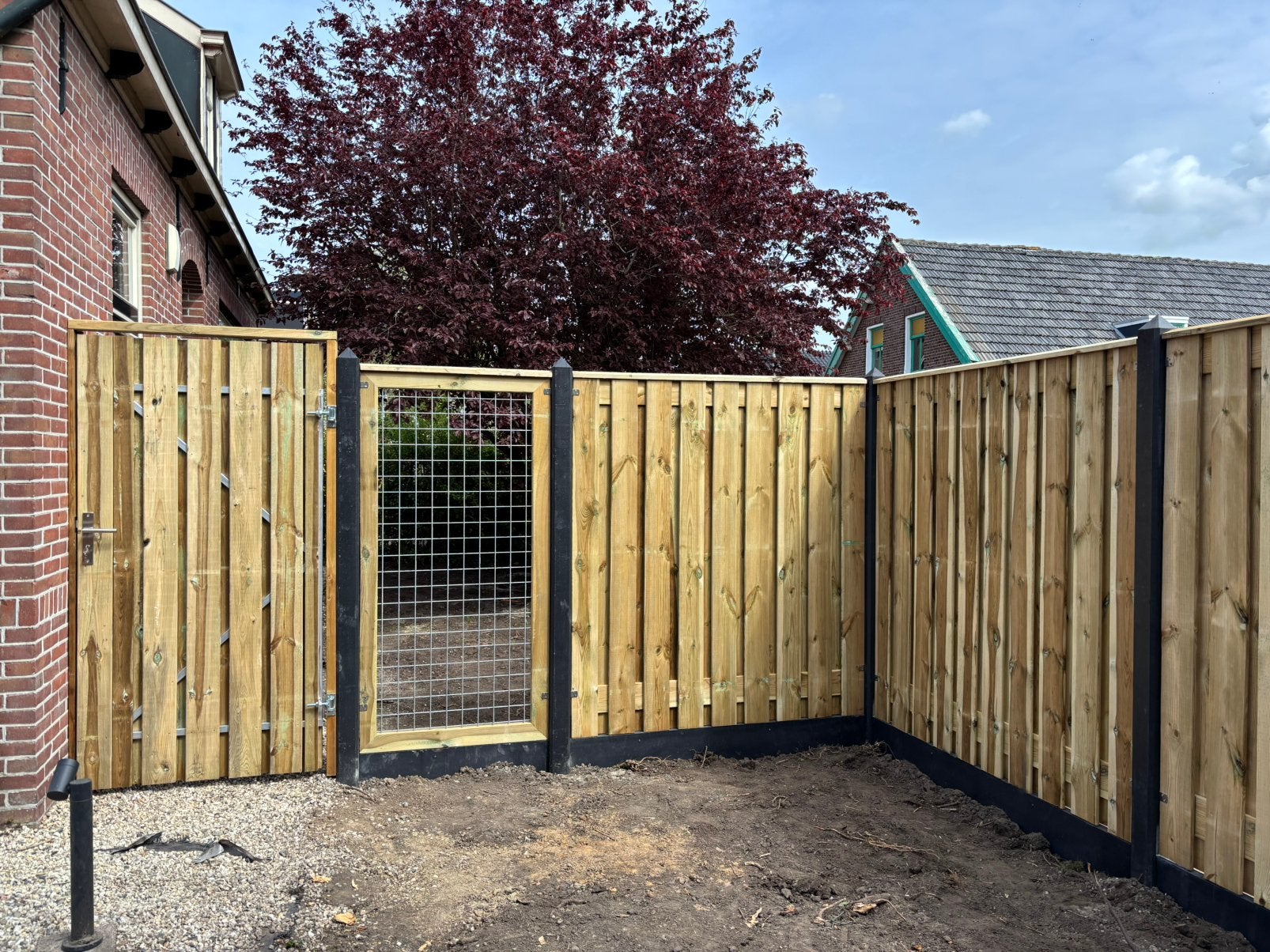 Grenen hout/beton schutting €110 per meter incl. Montage, Tuin en Terras, Ophalen, 1 tot 2 meter, 6 meter of meer, Nieuw