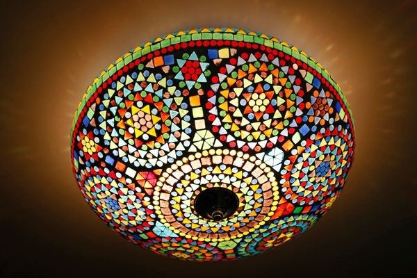 Verschillende Oosterse glasmozaiek plafonnaire plafondlamp, Overige stijlen, Nieuw, Plafondlamp, Glas