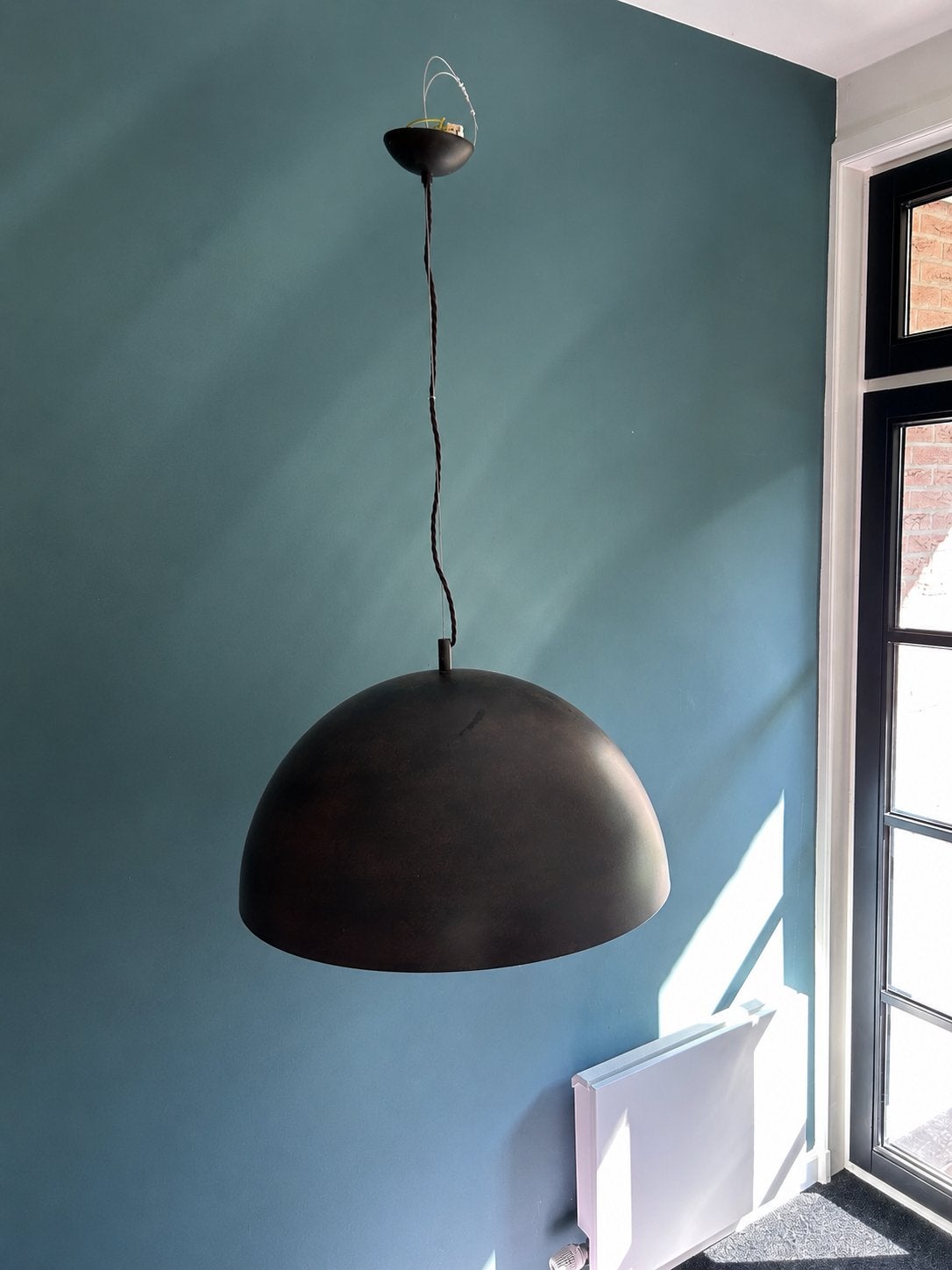 Grote koperen hanglamp, Ophalen of Verzenden, Zo goed als nieuw, Metaal, E27 (groot)