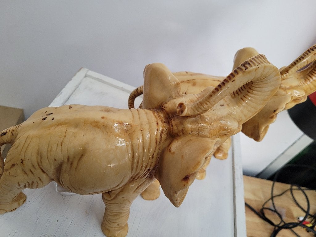 Foto 7 van set 2x zware gave handgemaakte massieve olifanten