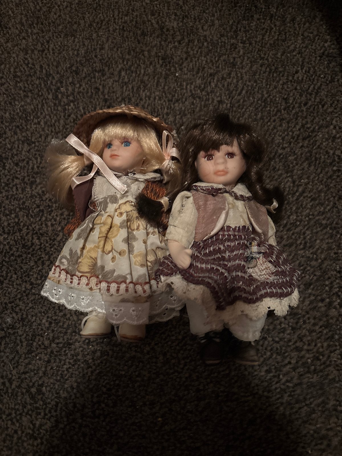 Set van 2 Vintage Porseleinen Poppen - Gebruikt, Verzamelen, Poppen, Ophalen of Verzenden, Gebruikt, Pop