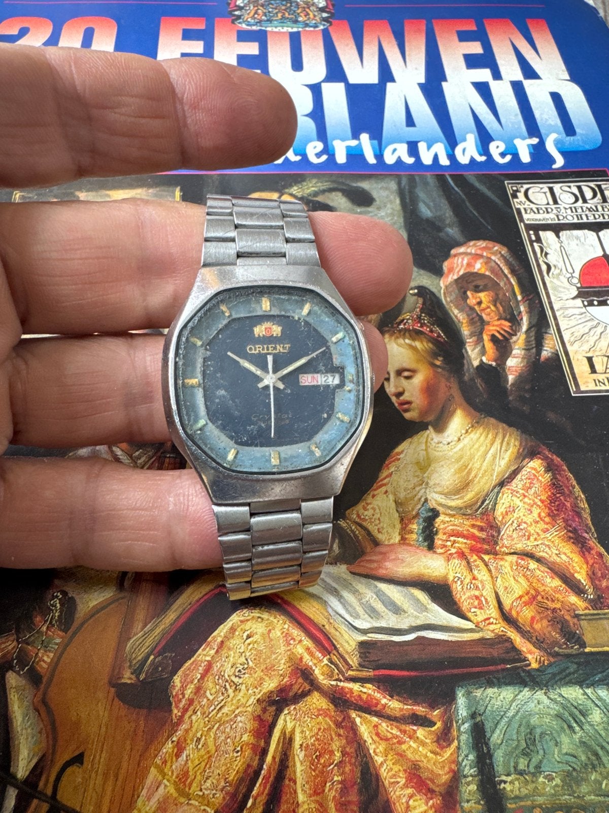 Vintage Orient Polshorloge - Staal - Gebruikt, Ophalen of Verzenden, Gebruikt