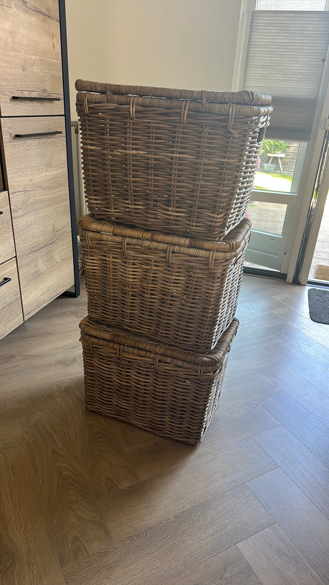 3 grote rieten manden, Ophalen, Gebruikt, Mand, Riet
