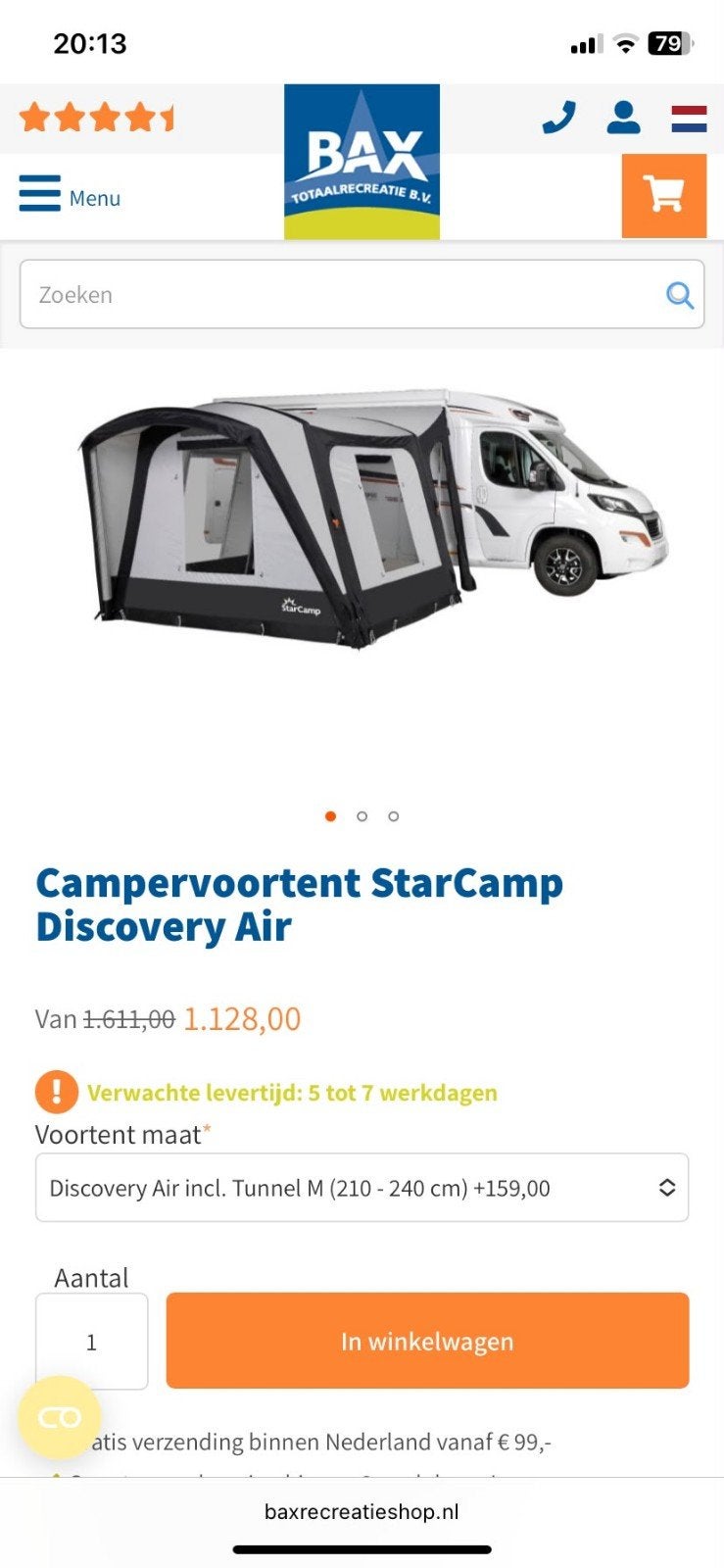 Bustent voor camper met 2 luifels (groot en klein), Ophalen of Verzenden, Gebruikt, Polyester, Starcamp