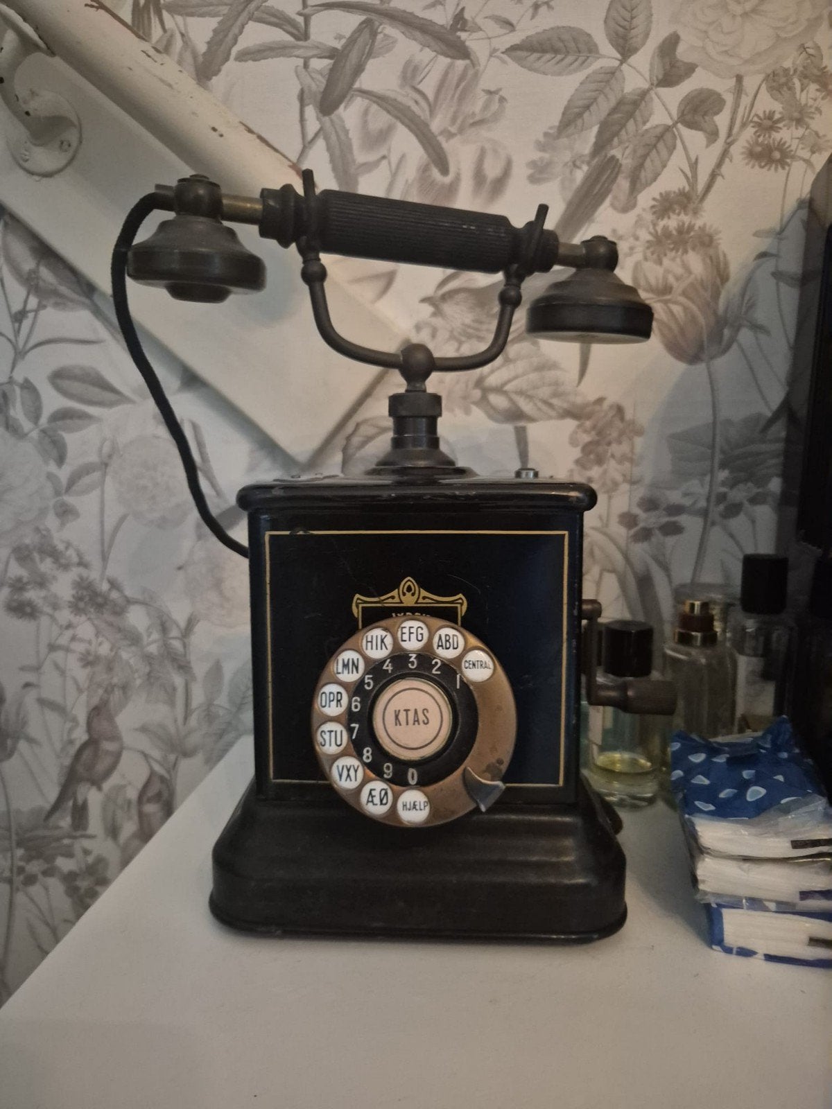 Antieke Telefoon JYDSK!!, Ophalen, Gebruikt, Met draaischijf