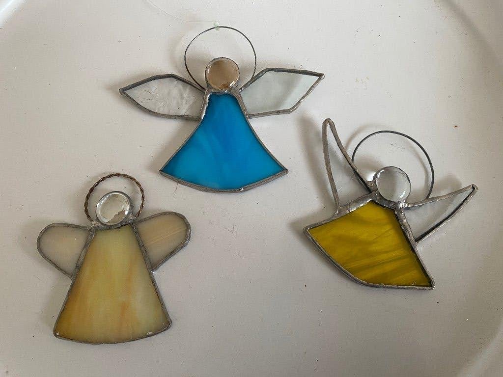 Kerst 3 x glas in lood Engel zgan prijs = voor samen!, Diversen, Kerst, Ophalen of Verzenden, Zo goed als nieuw