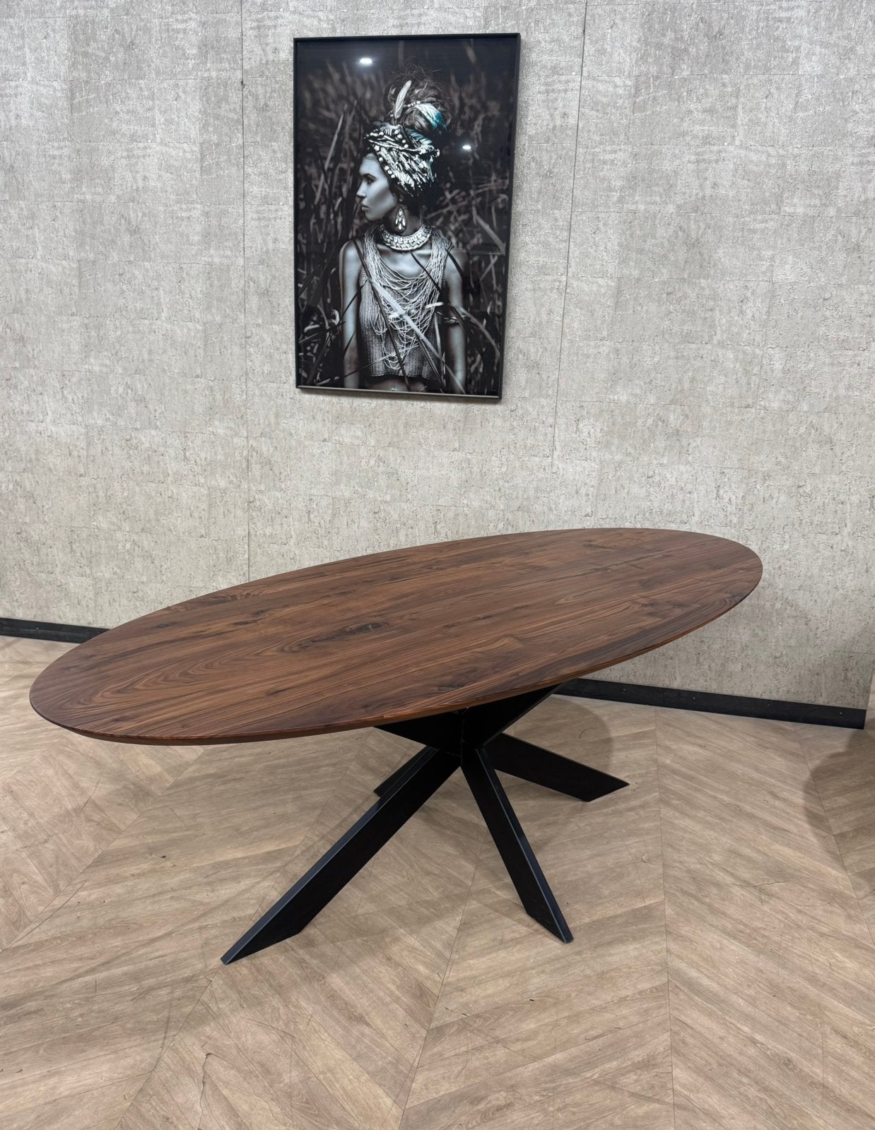 Massief noten hout eettafel ovaal 220x100 *nieuw, Firma Hout en Staal, Vijf personen of meer, Ovaal, Overige houtsoorten