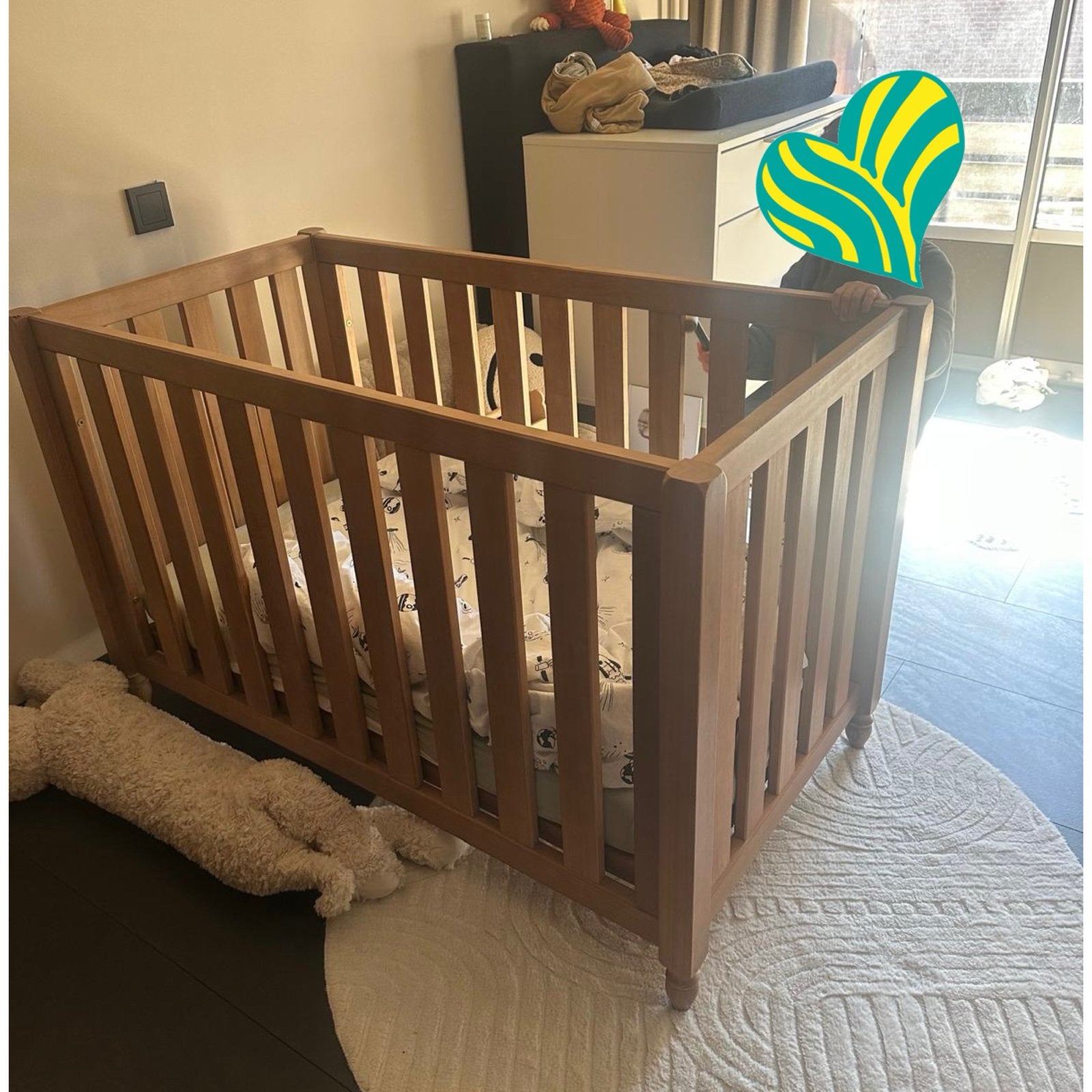 Houten Ledikant voor Baby/Peuter, Kinderen en Baby's, Babywiegjes en Ledikanten, Ophalen, Gebruikt, Ledikant